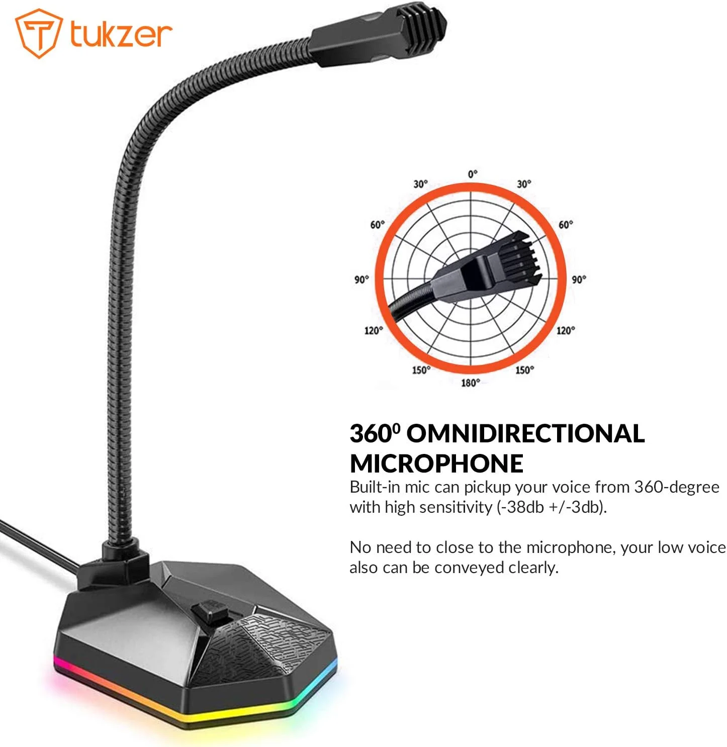 میکروفون کامپیوتر USB Tukzer، میکروفون RGB، کندانسور چند جهته با قابلیت حذف نویز به همراه دکمه روشن/خاموش، میکروفون رومیزی لپ تاپ Plug & Play، برای ویندوز/مک/پادکست/بازی/یوتیوب/زوم/اسکایپ/ضبط میکروفون کامپیوتر USB Tukzer، میکروفون RGB، کندانسور چند جهته با قابلیت حذف نویز به همراه دکمه روشن/خاموش، میکروفون رومیزی لپ تاپ Plug & Play، برای ویندوز/مک/پادکست/بازی/یوتیوب/زوم/اسکایپ/ضبط