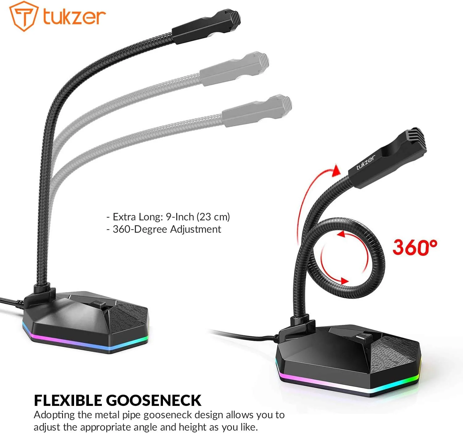 میکروفون کامپیوتر USB Tukzer، میکروفون RGB، کندانسور چند جهته با قابلیت حذف نویز به همراه دکمه روشن/خاموش، میکروفون رومیزی لپ تاپ Plug & Play، برای ویندوز/مک/پادکست/بازی/یوتیوب/زوم/اسکایپ/ضبط میکروفون کامپیوتر USB Tukzer، میکروفون RGB، کندانسور چند جهته با قابلیت حذف نویز به همراه دکمه روشن/خاموش، میکروفون رومیزی لپ تاپ Plug & Play، برای ویندوز/مک/پادکست/بازی/یوتیوب/زوم/اسکایپ/ضبط