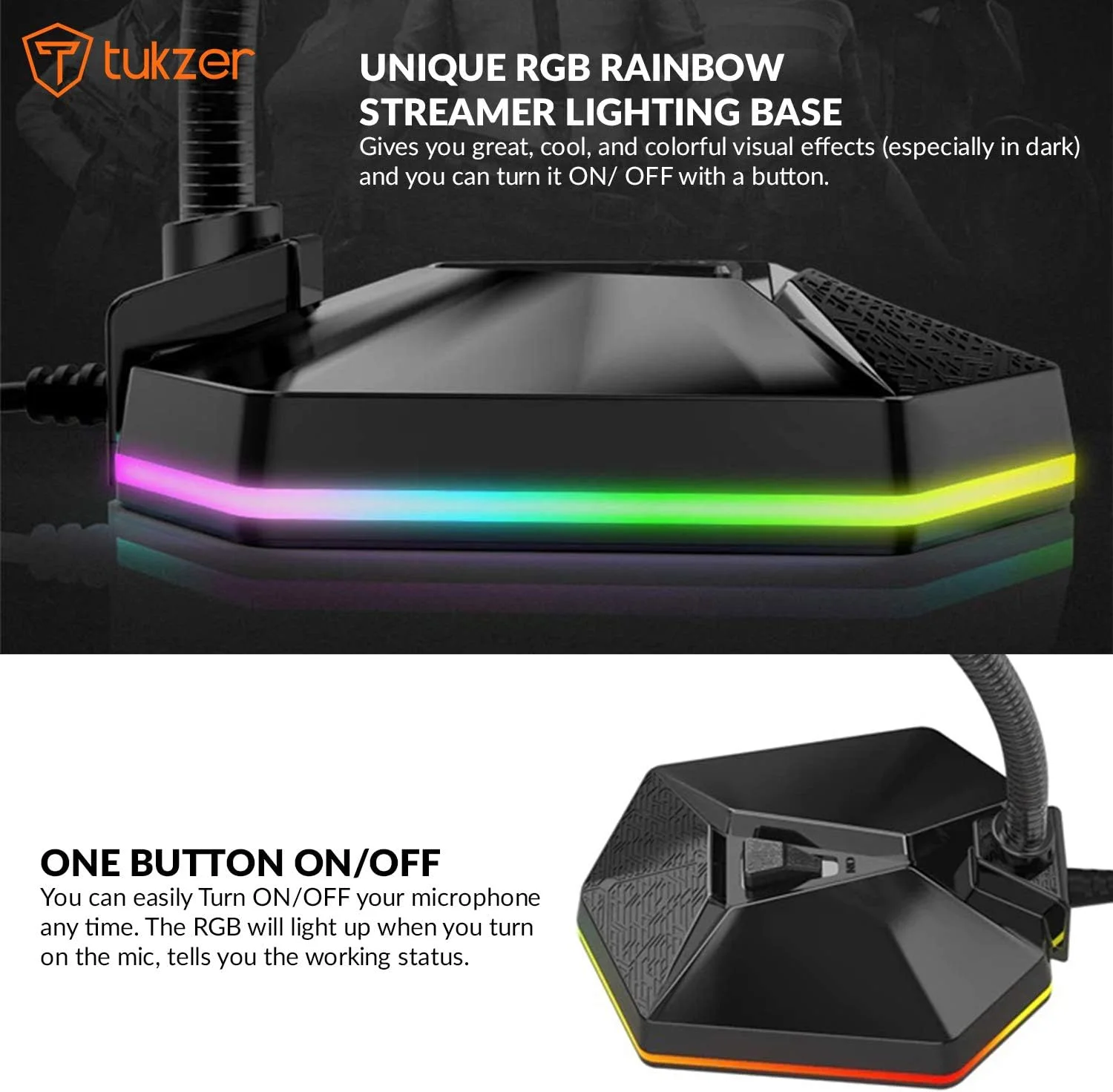 میکروفون کامپیوتر USB Tukzer، میکروفون RGB، کندانسور چند جهته با قابلیت حذف نویز به همراه دکمه روشن/خاموش، میکروفون رومیزی لپ تاپ Plug & Play، برای ویندوز/مک/پادکست/بازی/یوتیوب/زوم/اسکایپ/ضبط میکروفون کامپیوتر USB Tukzer، میکروفون RGB، کندانسور چند جهته با قابلیت حذف نویز به همراه دکمه روشن/خاموش، میکروفون رومیزی لپ تاپ Plug & Play، برای ویندوز/مک/پادکست/بازی/یوتیوب/زوم/اسکایپ/ضبط