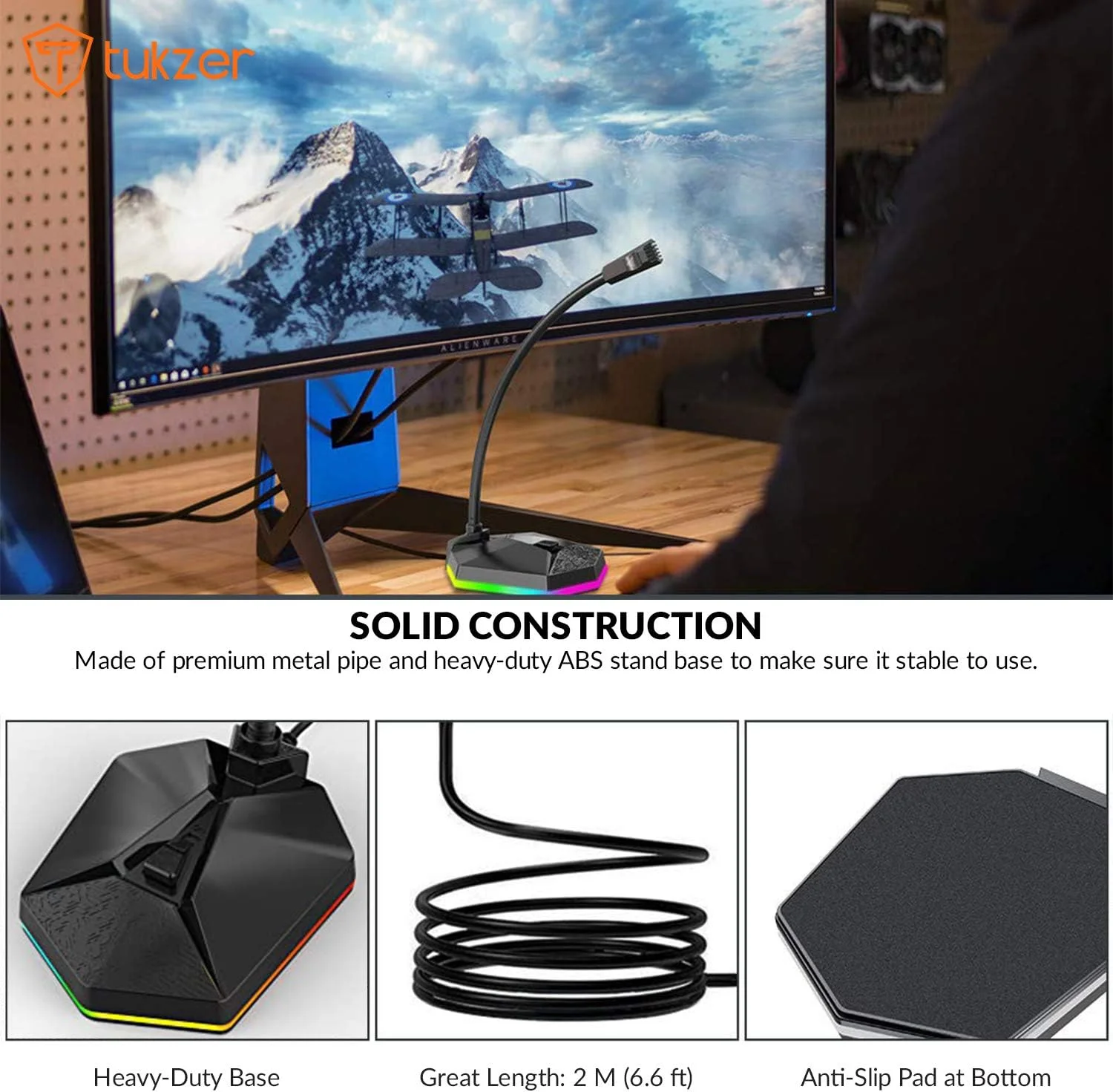 میکروفون کامپیوتر USB Tukzer، میکروفون RGB، کندانسور چند جهته با قابلیت حذف نویز به همراه دکمه روشن/خاموش، میکروفون رومیزی لپ تاپ Plug & Play، برای ویندوز/مک/پادکست/بازی/یوتیوب/زوم/اسکایپ/ضبط میکروفون کامپیوتر USB Tukzer، میکروفون RGB، کندانسور چند جهته با قابلیت حذف نویز به همراه دکمه روشن/خاموش، میکروفون رومیزی لپ تاپ Plug & Play، برای ویندوز/مک/پادکست/بازی/یوتیوب/زوم/اسکایپ/ضبط