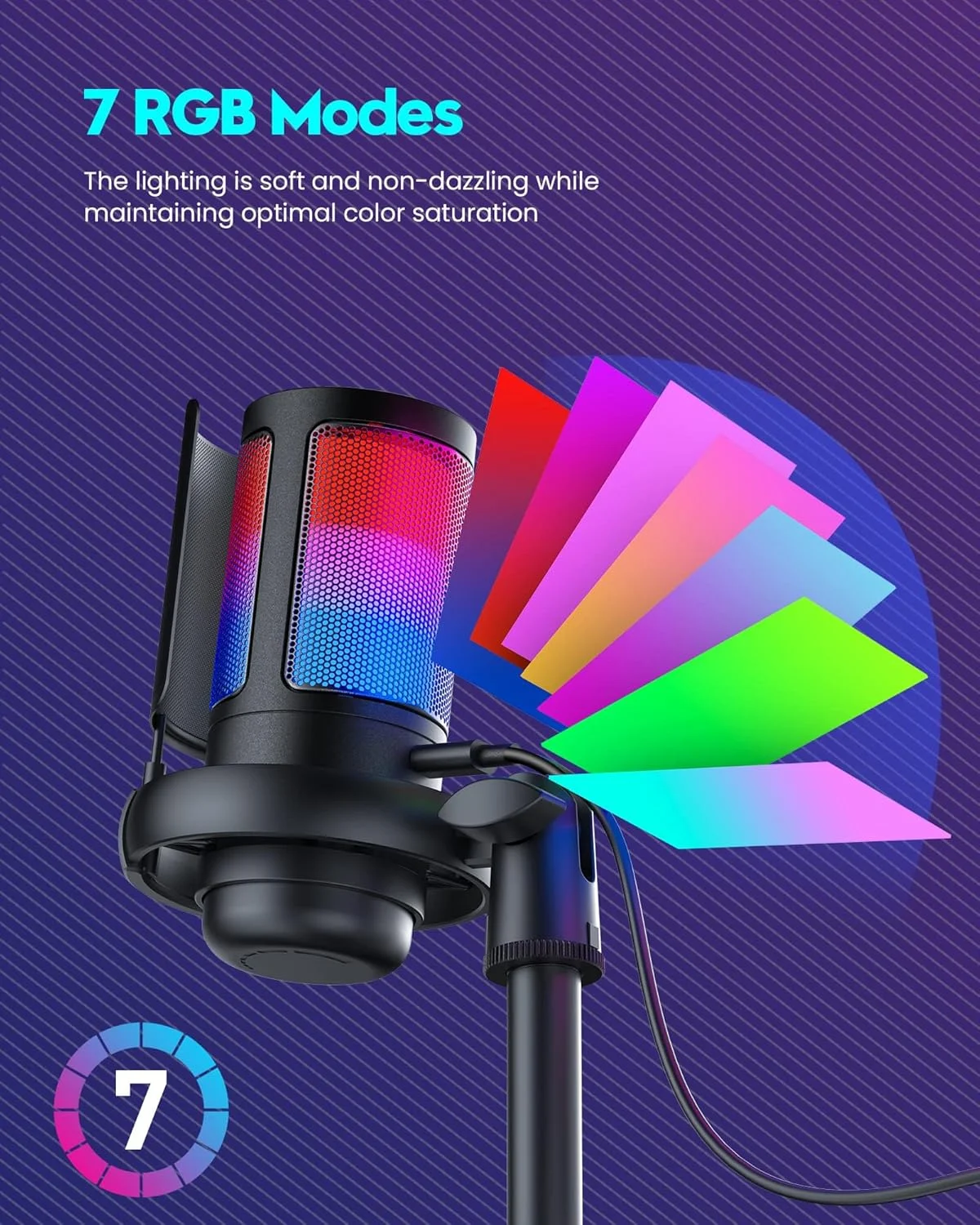 میکروفون گیمینگ USB برای کامپیوتر، میکروفون کندانسور با نشانگر RGB، قطع صدای سریع، پایه سه پایه، فیلتر پاپ و پایه ضد لرزش، کنترل بهره قابل تنظیم، سازگار با PS4/5، ایده آل برای استریم و پادکست میکروفون گیمینگ USB برای کامپیوتر، میکروفون کندانسور با نشانگر RGB، قطع صدای سریع، پایه سه پایه، فیلتر پاپ و پایه ضد لرزش، کنترل بهره قابل تنظیم، سازگار با PS4/5، ایده آل برای استریم و پادکست