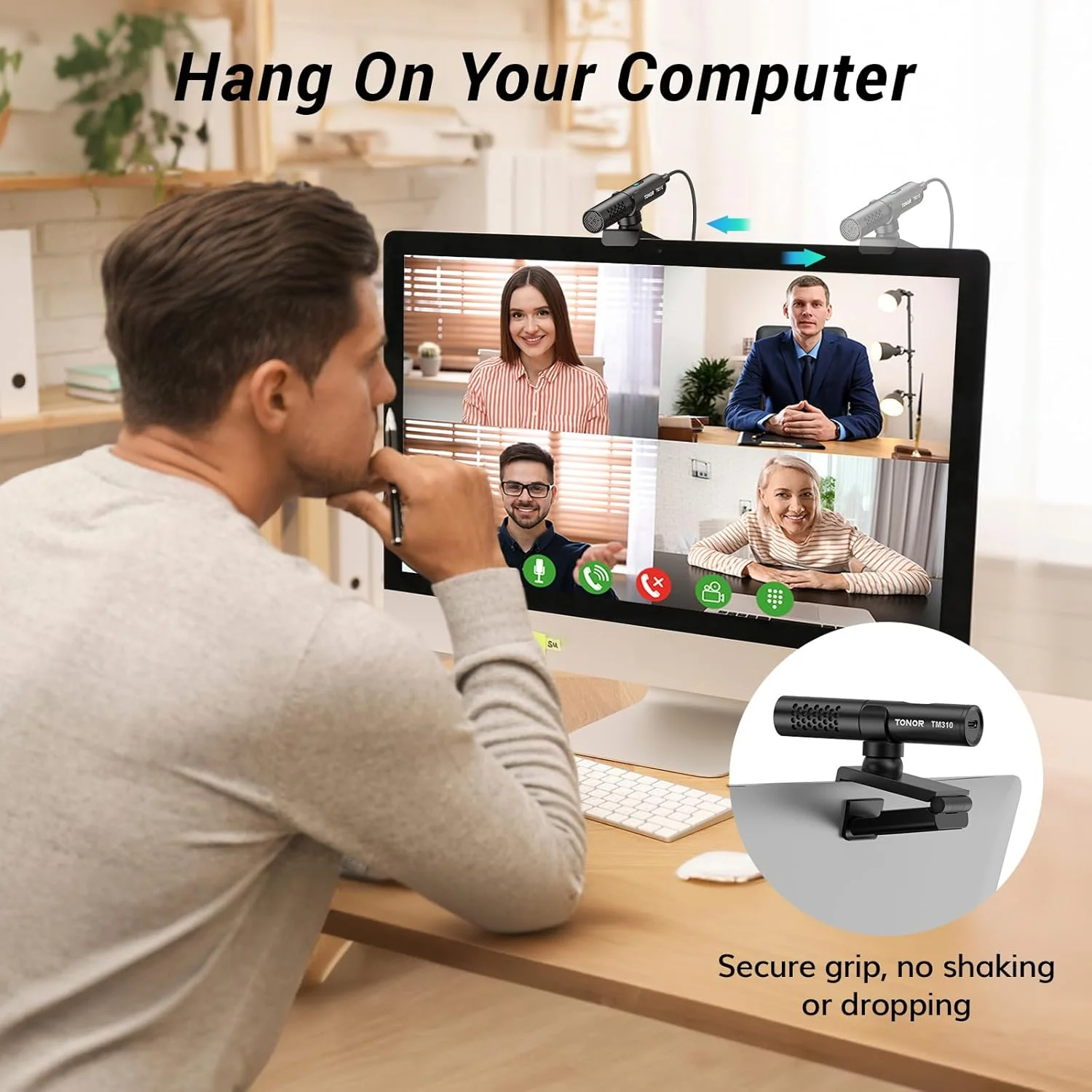 میکروفون USB تونور مدل TM310 برای کامپیوتر، لپ تاپ، کنفرانس، با قابلیت تنظیم چند زاویه، دارای دکمه قطع صدا و نشانگر LED، میکروفون یک طرفه رومیزی برای زوم، اسکایپ، یوتیوب، مک او اس و ویندوز مناسب برای خانه میکروفون USB تونور مدل TM310 برای کامپیوتر، لپ تاپ، کنفرانس، با قابلیت تنظیم چند زاویه، دارای دکمه قطع صدا و نشانگر LED، میکروفون یک طرفه رومیزی برای زوم، اسکایپ، یوتیوب، مک او اس و ویندوز مناسب برای خانه
