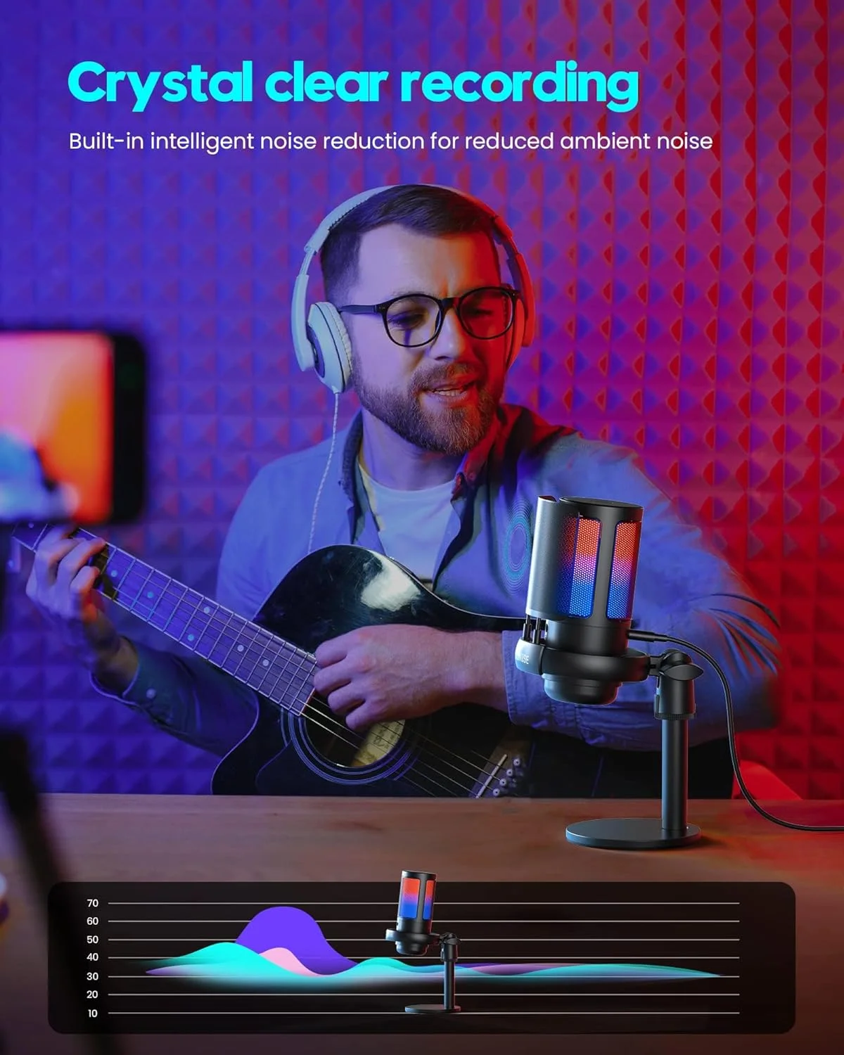 میکروفون گیمینگ USB برای کامپیوتر، میکروفون کندانسور با نشانگر RGB، قطع صدای سریع، پایه سه پایه، فیلتر پاپ و پایه ضد لرزش، کنترل بهره قابل تنظیم، سازگار با PS4/5، ایده آل برای استریم و پادکست میکروفون گیمینگ USB برای کامپیوتر، میکروفون کندانسور با نشانگر RGB، قطع صدای سریع، پایه سه پایه، فیلتر پاپ و پایه ضد لرزش، کنترل بهره قابل تنظیم، سازگار با PS4/5، ایده آل برای استریم و پادکست
