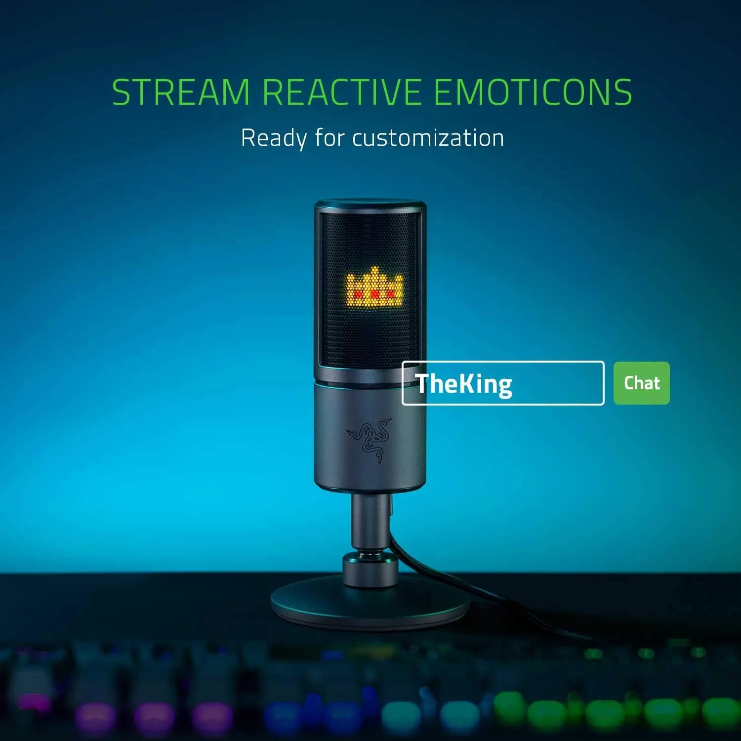 میکروفون استریمینگ Razer Seiren Emote: نمایشگر LED ایموتیکون 8 بیتی، ایموتیکون های واکنش گرا به استریم، میکروفون کندانسور Hypercardioid، پایه ضد لرزش داخلی، پایه قابل تنظیم ارتفاع و زاویه، مشکی کلاسیک میکروفون استریمینگ Razer Seiren Emote: نمایشگر LED ایموتیکون 8 بیتی، ایموتیکون های واکنش گرا به استریم، میکروفون کندانسور Hypercardioid، پایه ضد لرزش داخلی، پایه قابل تنظیم ارتفاع و زاویه، مشکی کلاسیک