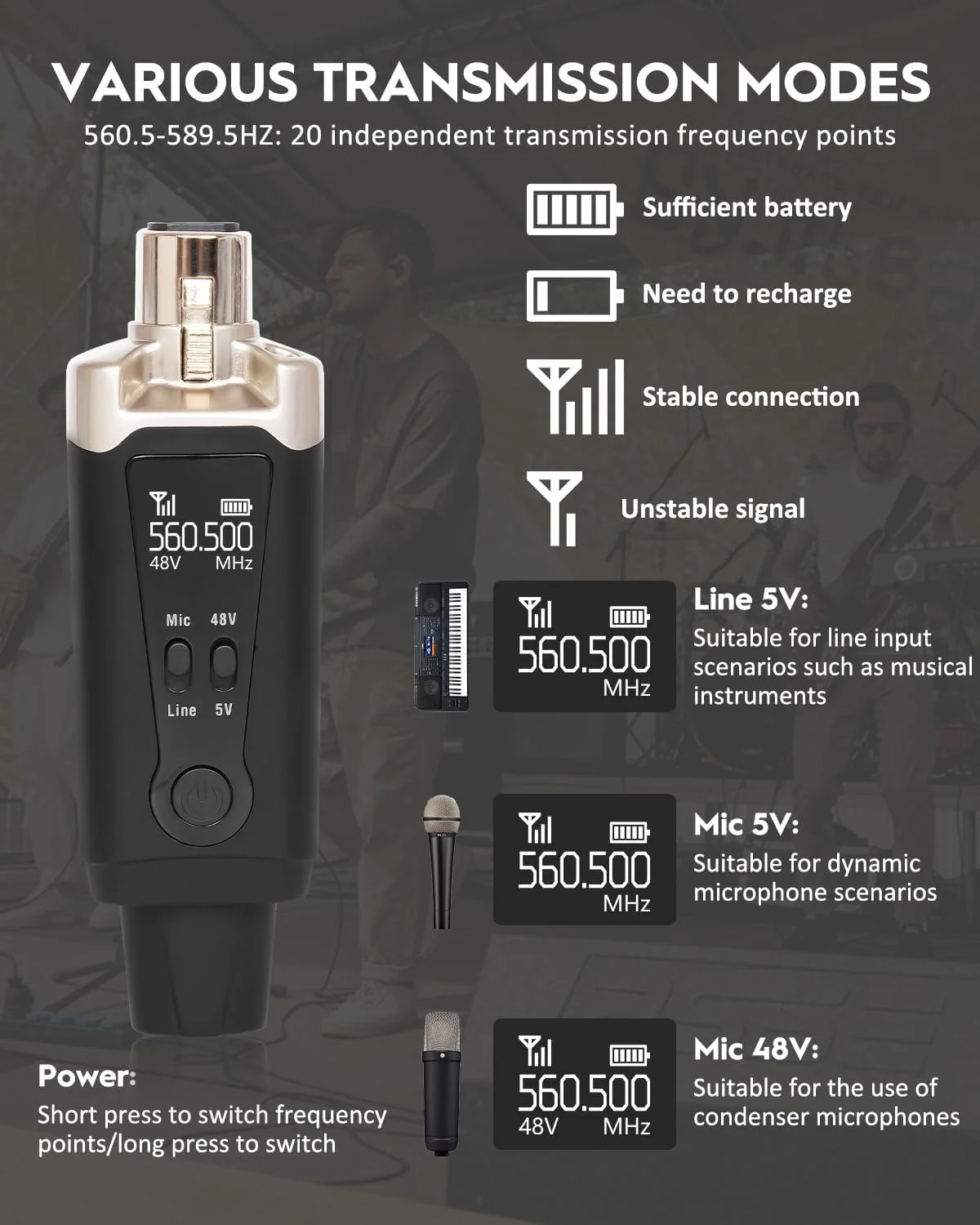 سیستم میکروفون بی سیم UHF استریچ مدل M2 با آداپتور XLR، 16 کانال، فرستنده و گیرنده صدا برای میکروفون دینامیک، فانتوم پاور 48 ولت برای میکروفون کندانسر، سازگار با میکسر صدا و بلندگوی PA سیستم میکروفون بی سیم UHF استریچ مدل M2 با آداپتور XLR، 16 کانال، فرستنده و گیرنده صدا برای میکروفون دینامیک، فانتوم پاور 48 ولت برای میکروفون کندانسر، سازگار با میکسر صدا و بلندگوی PA