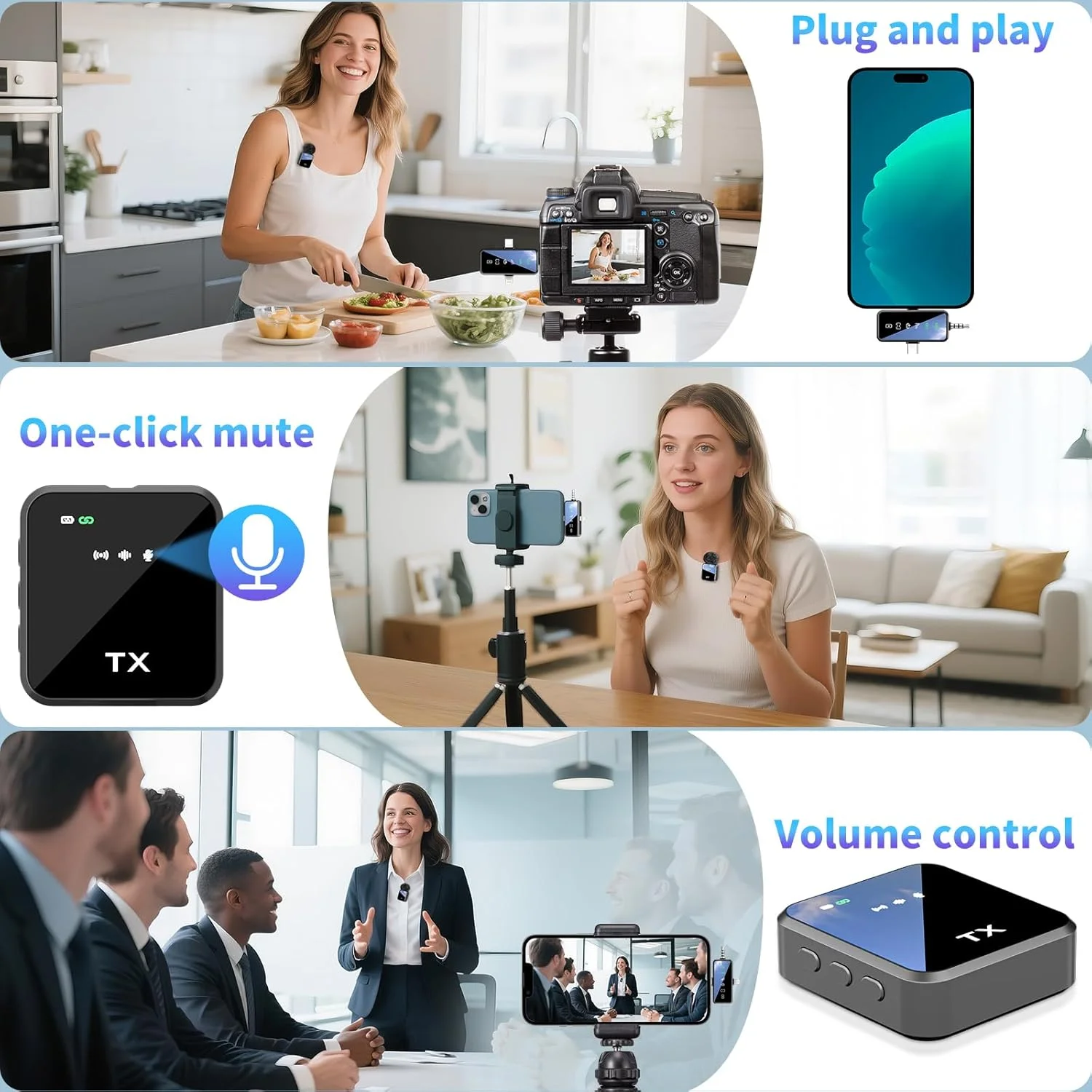 میکروفون یقه ای بی سیم LENND، میکروفون بی سیم 3 در 1 برای آیفون/اندروید/دوربین، میکروفون بلوتوثی کوچک با قابلیت کاهش نویز برای ضبط مصاحبه، ولاگ، یوتیوب، تیک تاک میکروفون یقه ای بی سیم LENND، میکروفون بی سیم 3 در 1 برای آیفون/اندروید/دوربین، میکروفون بلوتوثی کوچک با قابلیت کاهش نویز برای ضبط مصاحبه، ولاگ، یوتیوب، تیک تاک