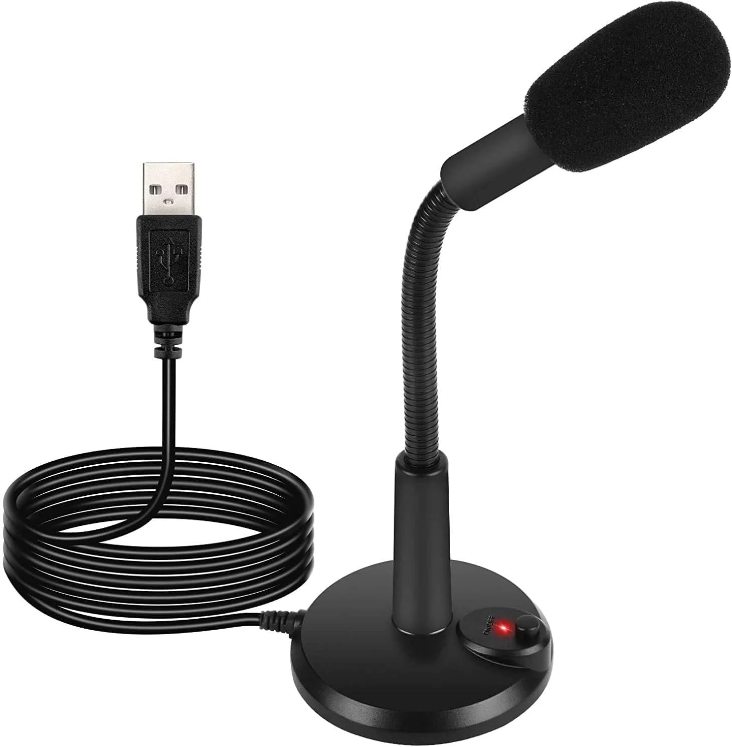 میکروفون USB آزون، میکروفون USB PC برای کنفرانس ویدیویی تجاری، ضبط صدا، چت، پادکست، کلاس آنلاین، دکمه بی‌صدا با نشانگر LED، سازگار با مک‌بوک، لپ‌تاپ، PC، ویندوز