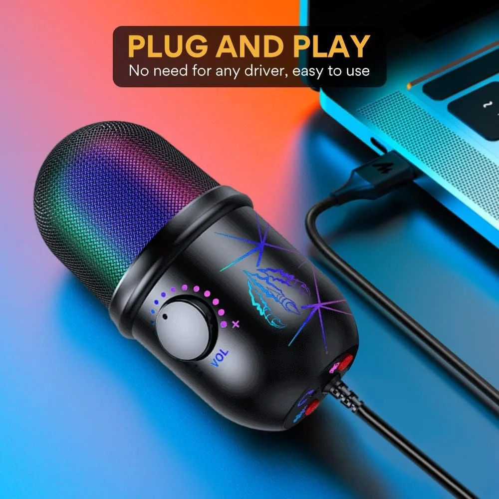 میکروفون گیمینگ USB، میکروفون کاندنسر کامپیوتر PC با Gain، نور RGB برای ضبط، پادکست، استریمینگ، یوتیوب، Twitch، اسکایپ، سازگار با PS5 PS4 مک لپ تاپ دسکتاپ میکروفون گیمینگ USB، میکروفون کاندنسر کامپیوتر PC با Gain، نور RGB برای ضبط، پادکست، استریمینگ، یوتیوب، Twitch، اسکایپ، سازگار با PS5 PS4 مک لپ تاپ دسکتاپ