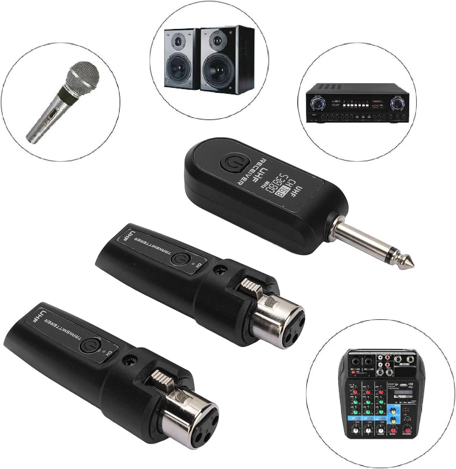 میکروفون بی سیم UHF اشاتا با فرستنده و گیرنده XLR، سیستم آداپتور XLR میکروفون بی سیم UHF حرفه ای برای میکروفون دینامیک کندانسور، انتقال سیگنال فرکانس 48k میکروفون بی سیم UHF اشاتا با فرستنده و گیرنده XLR، سیستم آداپتور XLR میکروفون بی سیم UHF حرفه ای برای میکروفون دینامیک کندانسور، انتقال سیگنال فرکانس 48k