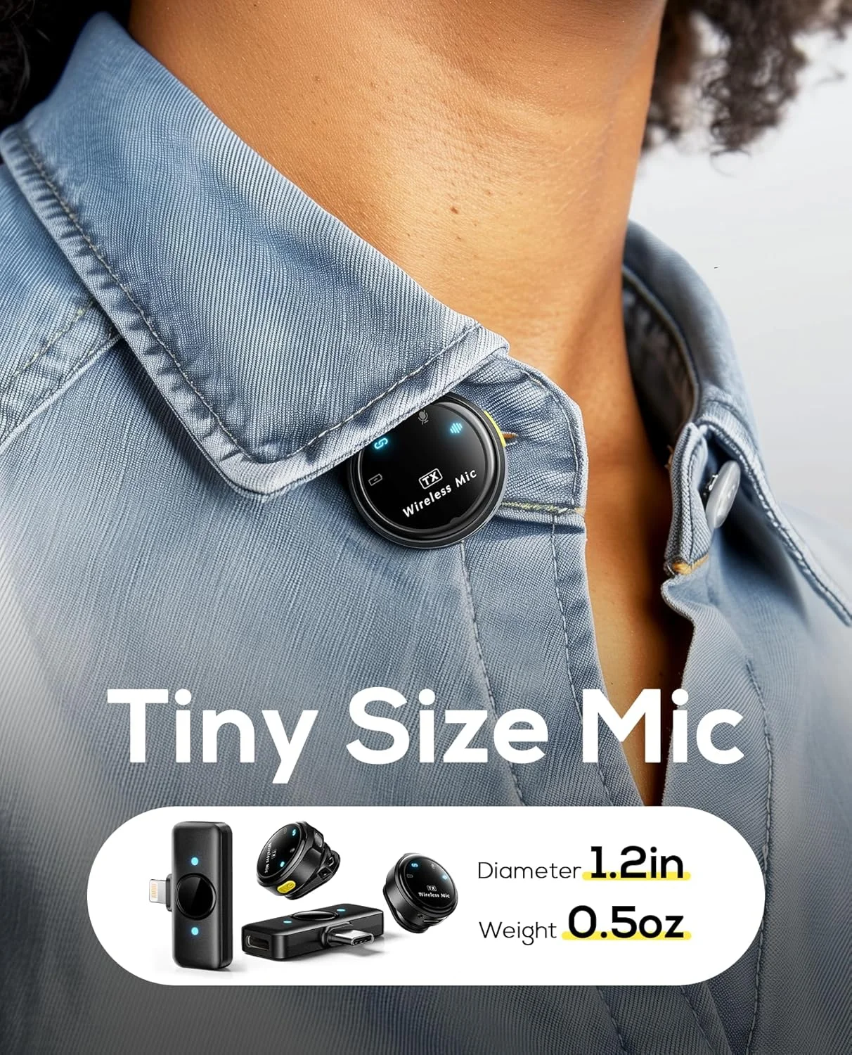 میکروفون یقه ای بی سیم Suphyee برای آیفون/اندروید، میکروفون های یقه ای با اتصال لایتنینگ/USB-C، برد 45 متری، میکروفون کندانسور همه جهته برای ضبط ویدیو، مصاحبه، پادکست، ولاگ، یوتیوب میکروفون یقه ای بی سیم Suphyee برای آیفون/اندروید، میکروفون های یقه ای با اتصال لایتنینگ/USB-C، برد 45 متری، میکروفون کندانسور همه جهته برای ضبط ویدیو، مصاحبه، پادکست، ولاگ، یوتیوب