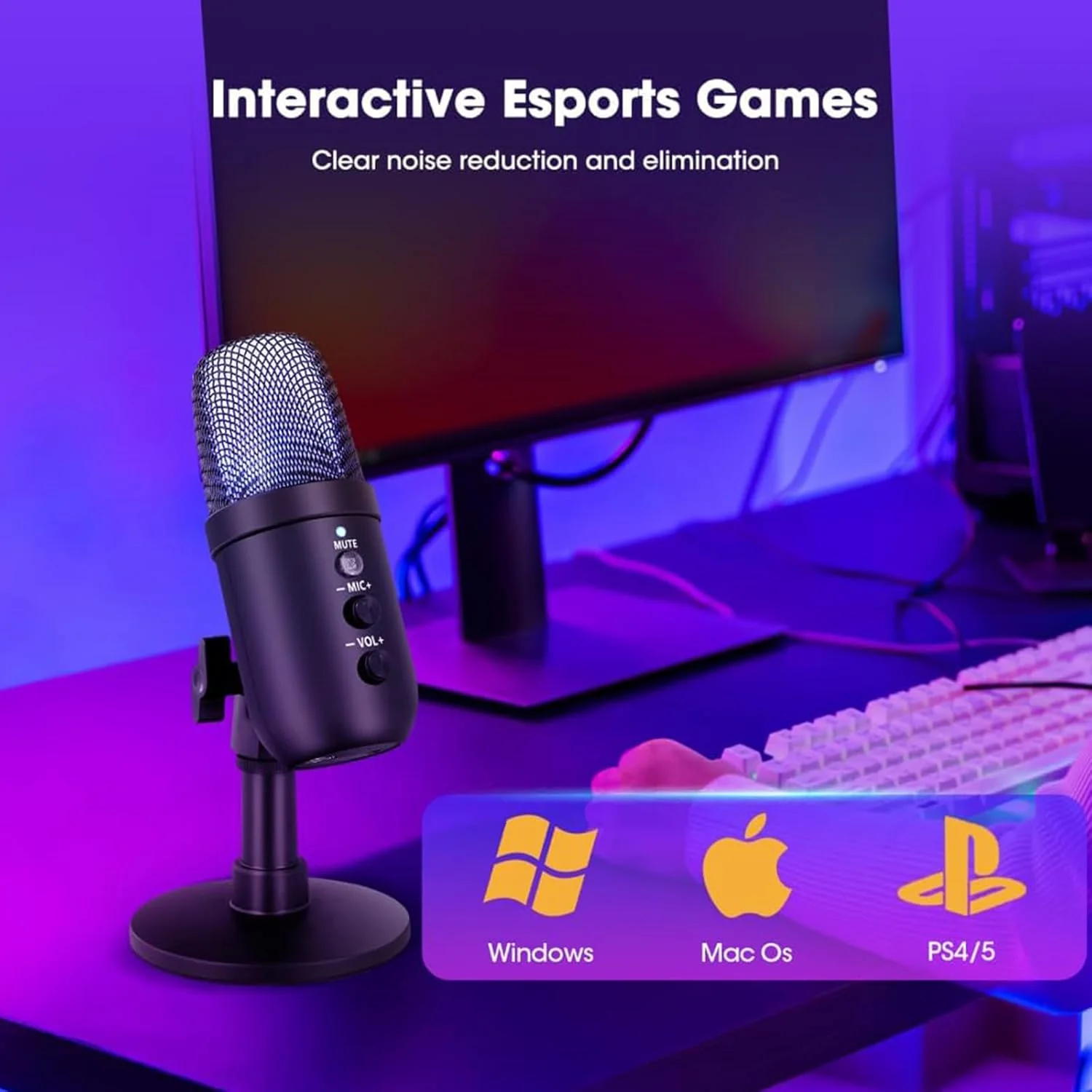 میکروفون گیمینگ USB با نور RGB و حذف نویز، میکروفون رومیزی کامپیوتر، میکروفون کاندنسر پادکست برای ضبط استودیویی، استریمینگ یوتیوب، PC، مک، PS4/5 میکروفون گیمینگ USB با نور RGB و حذف نویز، میکروفون رومیزی کامپیوتر، میکروفون کاندنسر پادکست برای ضبط استودیویی، استریمینگ یوتیوب، PC، مک، PS4/5