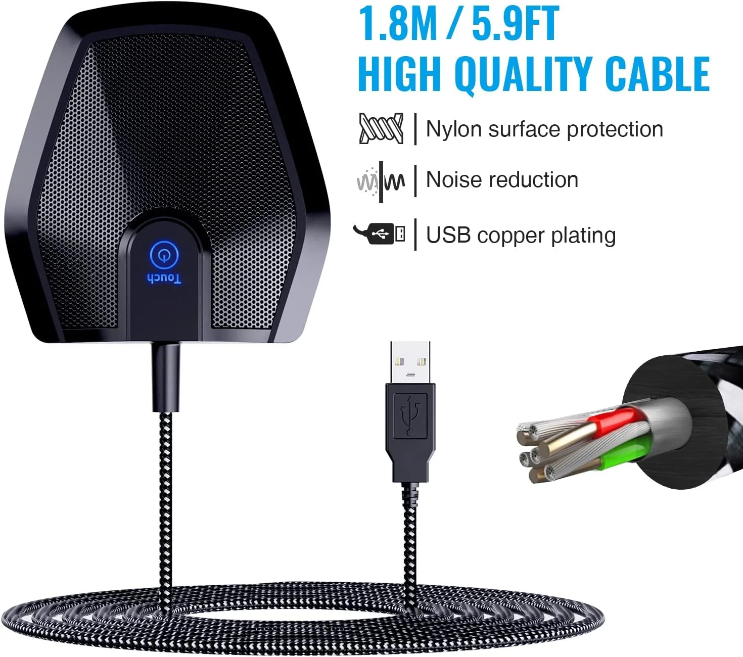 میکروفون USB کنفرانس TONOR، میکروفون کندانسور همه جهته کامپیوتر برای کنفرانس ویدئویی، ضبط صدا، اسکایپ، کلاس آنلاین، گزارشگر دادگاه، سازگار با Plug & Play با کامپیوترهای Mac OS X Windows میکروفون USB کنفرانس TONOR، میکروفون کندانسور همه جهته کامپیوتر برای کنفرانس ویدئویی، ضبط صدا، اسکایپ، کلاس آنلاین، گزارشگر دادگاه، سازگار با Plug & Play با کامپیوترهای Mac OS X Windows