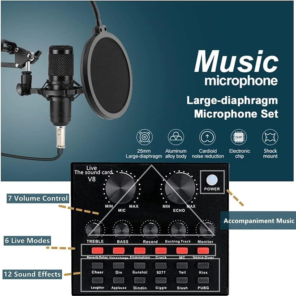 sktome Podcast Equipment Bundle, BM-800 Condenser with Voice Changer, Recording Studio Pack, Podcast Microphone Bundle for Laptop, Live Streaming/Streaming/Recording sktome Podcast Equipment Bundle, BM-800 Condenser with Voice Changer, Recording Studio Pack, Podcast Microphone Bundle for Laptop, Live Streaming/Streaming/Recording