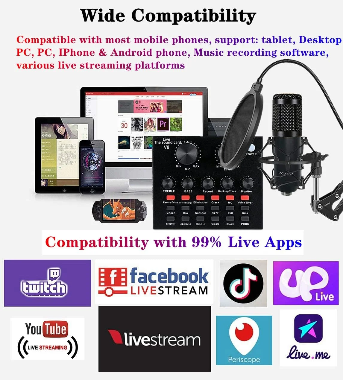 sktome Podcast Equipment Bundle, BM-800 Condenser with Voice Changer, Recording Studio Pack, Podcast Microphone Bundle for Laptop, Live Streaming/Streaming/Recording sktome Podcast Equipment Bundle, BM-800 Condenser with Voice Changer, Recording Studio Pack, Podcast Microphone Bundle for Laptop, Live Streaming/Streaming/Recording