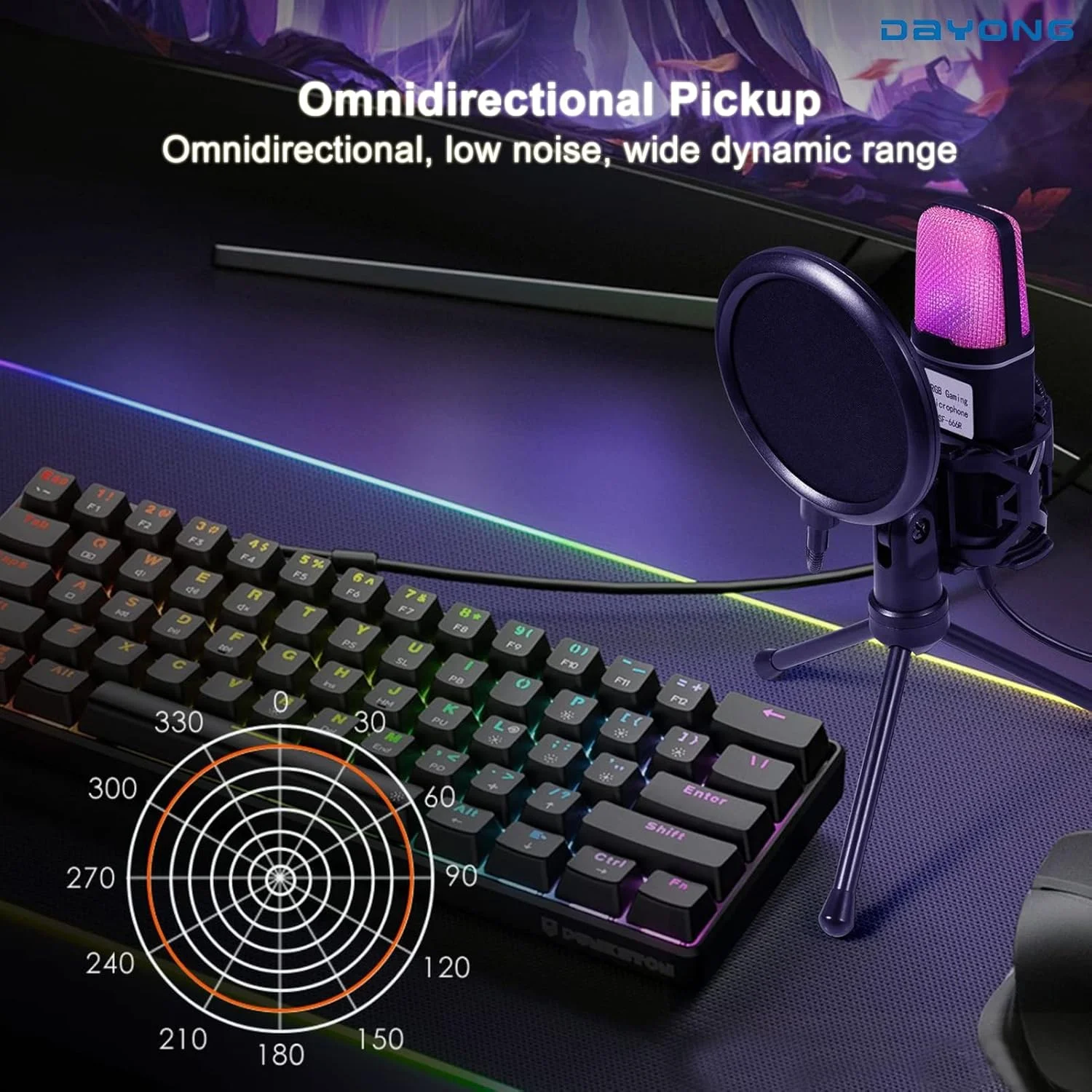 میکروفون USB DAYONG، میکروفون استودیویی RGB با پایه ضد لرزش، کیت میکروفون کندانسور با پایه سه پایه تاشو، مجموعه میکروفون پادکست با پاپ فیلتر برای ضبط، پادکست، استریمینگ (مشکی) میکروفون USB DAYONG، میکروفون استودیویی RGB با پایه ضد لرزش، کیت میکروفون کندانسور با پایه سه پایه تاشو، مجموعه میکروفون پادکست با پاپ فیلتر برای ضبط، پادکست، استریمینگ (مشکی)