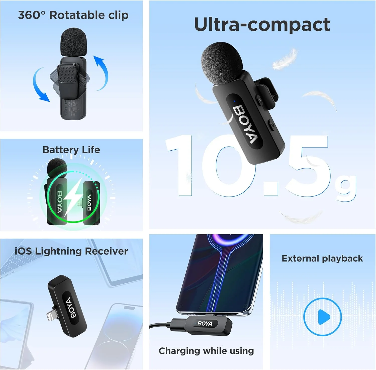 میکروفون یقه ای بی سیم BOYA برای آیفون و آیپد مینی - میکروفون کندانسور همه جهته برای ضبط ویدیو، مصاحبه، پادکست، ولاگ و پخش زنده یوتیوب میکروفون یقه ای بی سیم BOYA برای آیفون و آیپد مینی - میکروفون کندانسور همه جهته برای ضبط ویدیو، مصاحبه، پادکست، ولاگ و پخش زنده یوتیوب