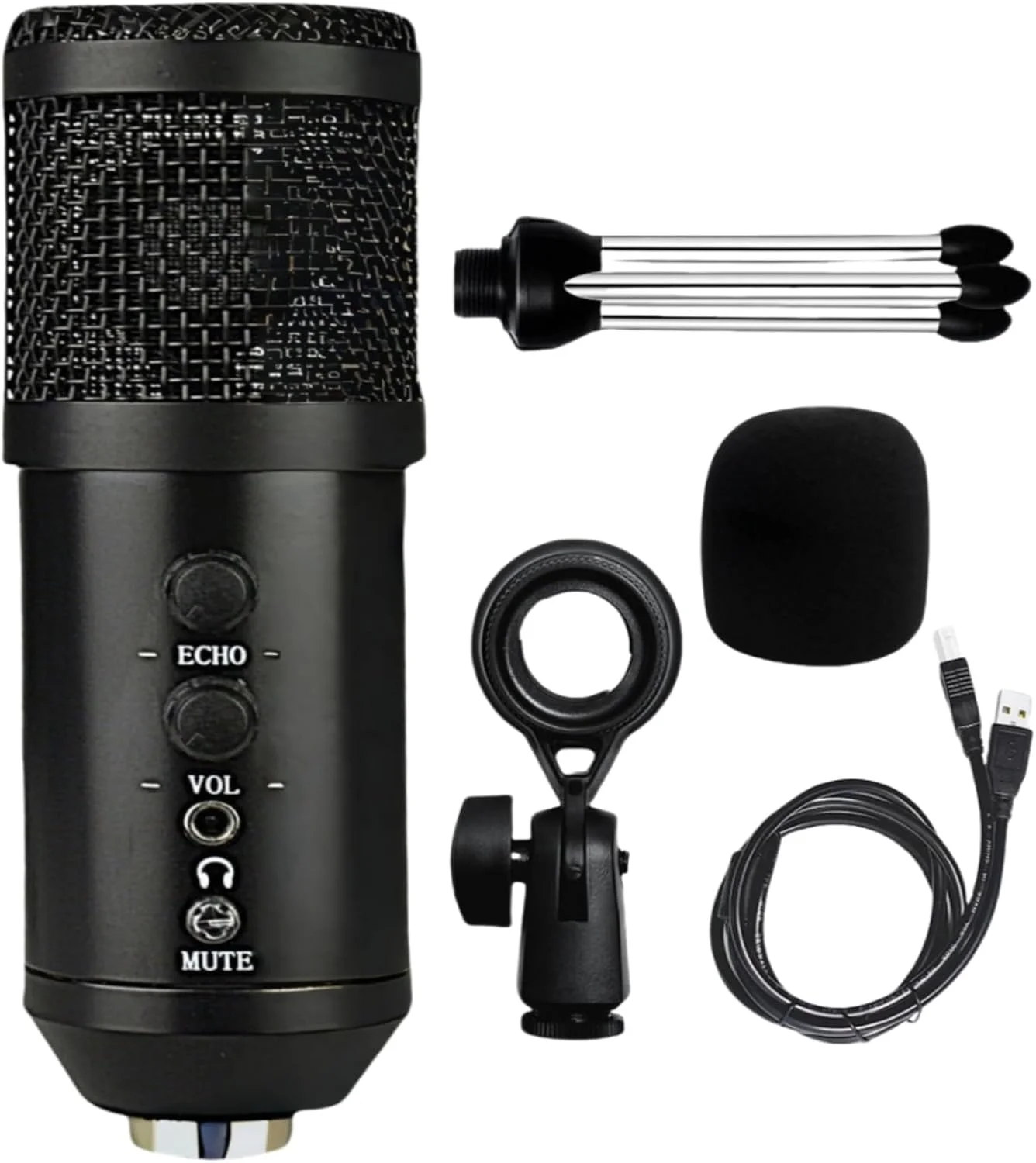 میکروفون USB گیمینگ کامپیوتر KUTONTECH، میکروفون کاندنسر حرفه ای کامپیوتر، Plug and Play، با کنترل گین، قطع صدا، اکو، پورت هدفون - ایده آل برای کنفرانس ویدیویی، استریمینگ، پادکست.