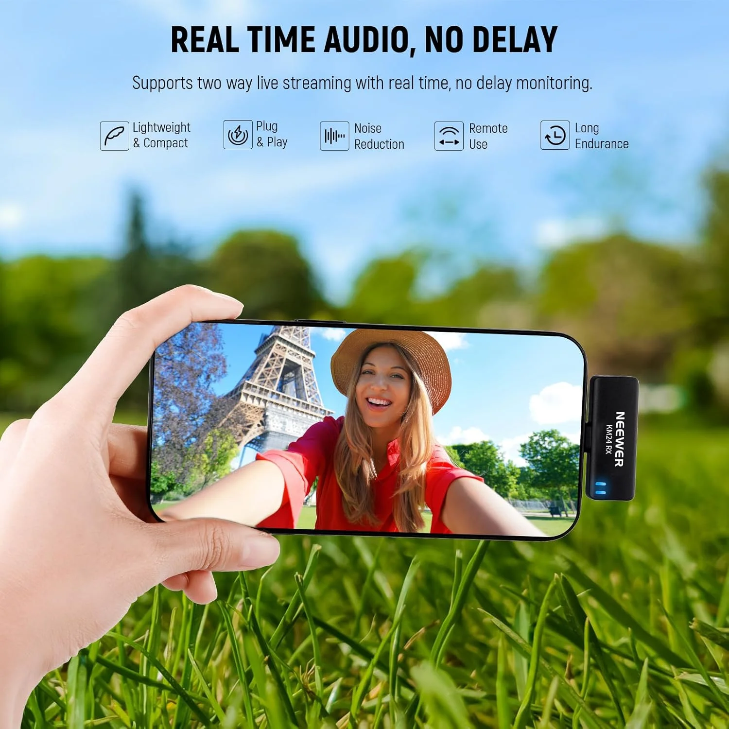 کیت میکروفون یقه ای بی سیم NEEWER برای USB C، میکروفون های دوگانه کندانسور همه جهته با جعبه شارژ، میکروفون های یقه ای حذف نویز سازگار با سری iPhone 15 تلفن های اندرویدی سامسونگ، KM24 کیت میکروفون یقه ای بی سیم NEEWER برای USB C، میکروفون های دوگانه کندانسور همه جهته با جعبه شارژ، میکروفون های یقه ای حذف نویز سازگار با سری iPhone 15 تلفن های اندرویدی سامسونگ، KM24