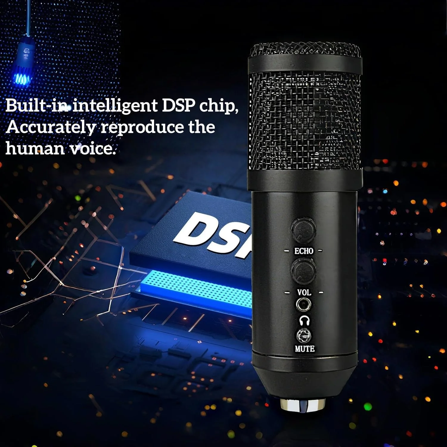 میکروفون USB گیمینگ کامپیوتر KUTONTECH، میکروفون کاندنسر حرفه ای کامپیوتر، Plug and Play، با کنترل گین، قطع صدا، اکو، پورت هدفون - ایده آل برای کنفرانس ویدیویی، استریمینگ، پادکست.