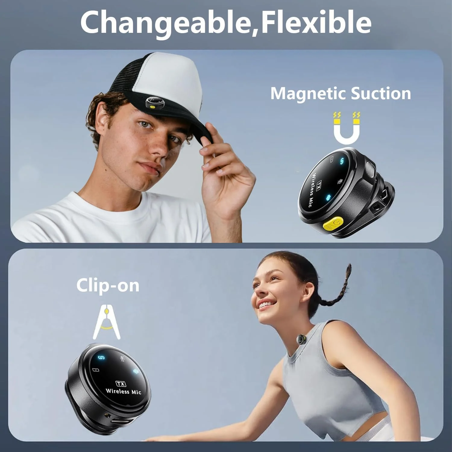 میکروفون یقه ای بی سیم Exrp برای آیفون/اندروید، میکروفون های یقه ای با اتصال لایتنینگ/USB-C، برد 30 متری، میکروفون کندانسور همه جهته برای ضبط ویدیو، مصاحبه، پادکست، ولاگ، یوتیوب میکروفون یقه ای بی سیم Exrp برای آیفون/اندروید، میکروفون های یقه ای با اتصال لایتنینگ/USB-C، برد 30 متری، میکروفون کندانسور همه جهته برای ضبط ویدیو، مصاحبه، پادکست، ولاگ، یوتیوب