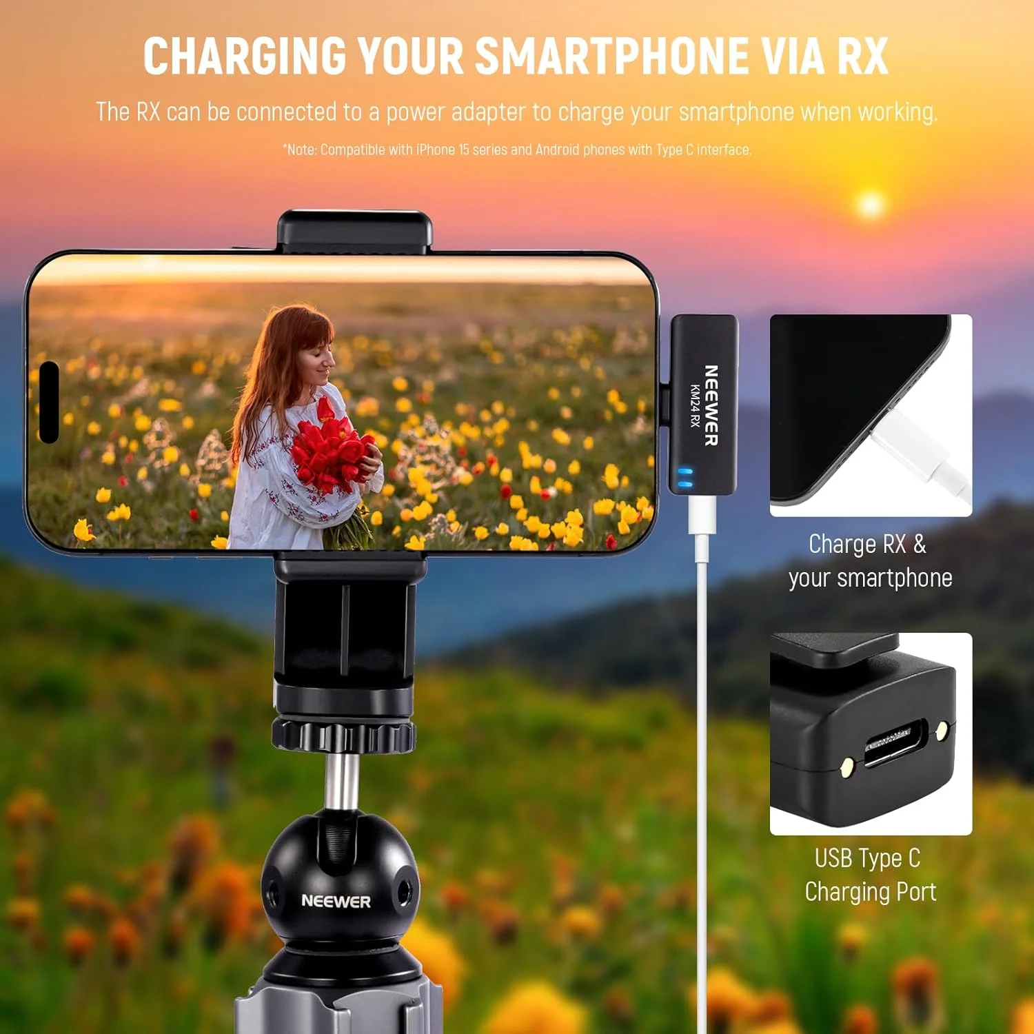 کیت میکروفون یقه ای بی سیم NEEWER برای USB C، میکروفون های دوگانه کندانسور همه جهته با جعبه شارژ، میکروفون های یقه ای حذف نویز سازگار با سری iPhone 15 تلفن های اندرویدی سامسونگ، KM24 کیت میکروفون یقه ای بی سیم NEEWER برای USB C، میکروفون های دوگانه کندانسور همه جهته با جعبه شارژ، میکروفون های یقه ای حذف نویز سازگار با سری iPhone 15 تلفن های اندرویدی سامسونگ، KM24