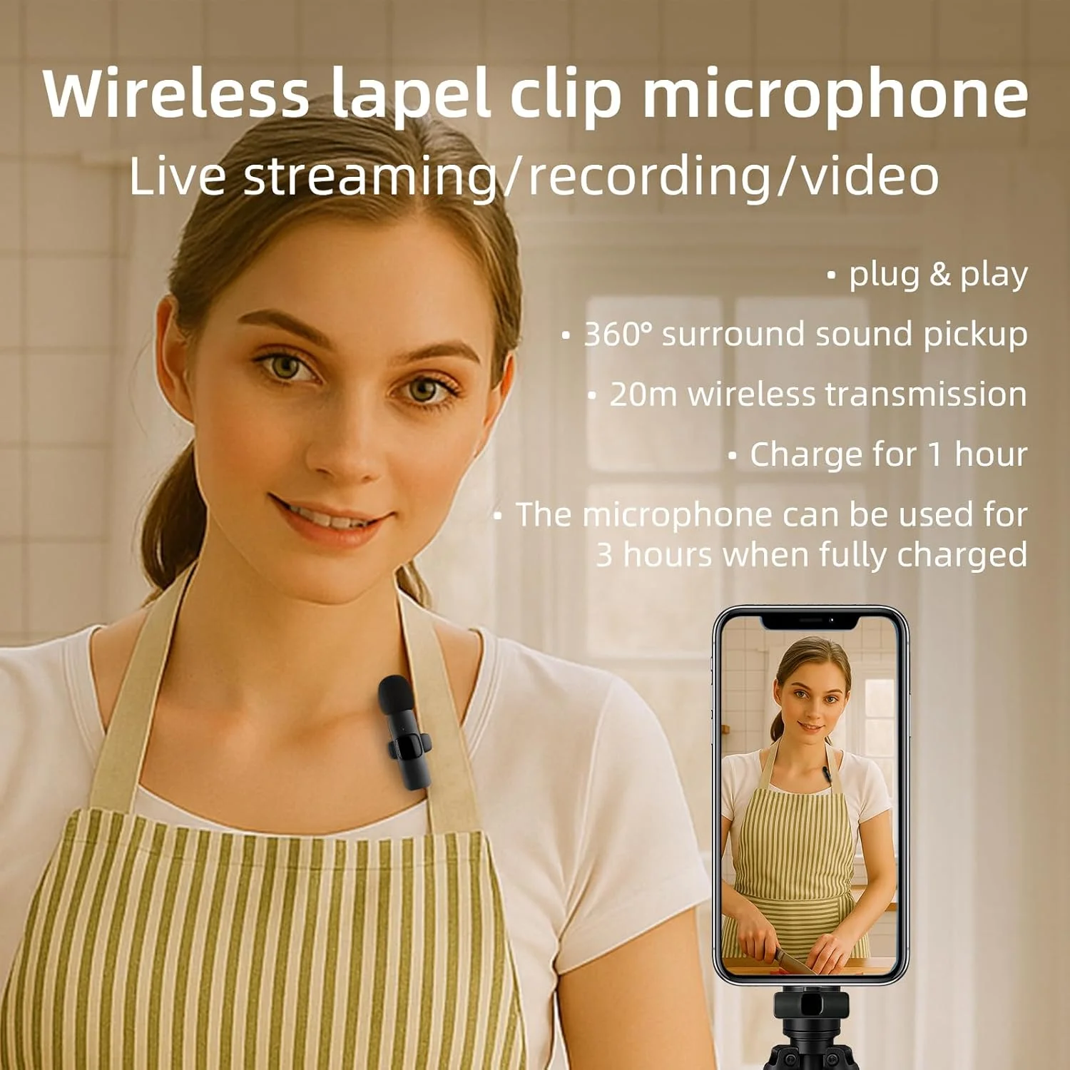 میکروفون یقه ای بی سیم برای دستگاه های Type-C و آیفون، میکروفون کندانسور همه جهته بی سیم برای مصاحبه، ضبط ویدئو، پادکست، ولاگ، یوتیوب، مشکی (لایتنینگ) میکروفون یقه ای بی سیم برای دستگاه های Type-C و آیفون، میکروفون کندانسور همه جهته بی سیم برای مصاحبه، ضبط ویدئو، پادکست، ولاگ، یوتیوب، مشکی (لایتنینگ)