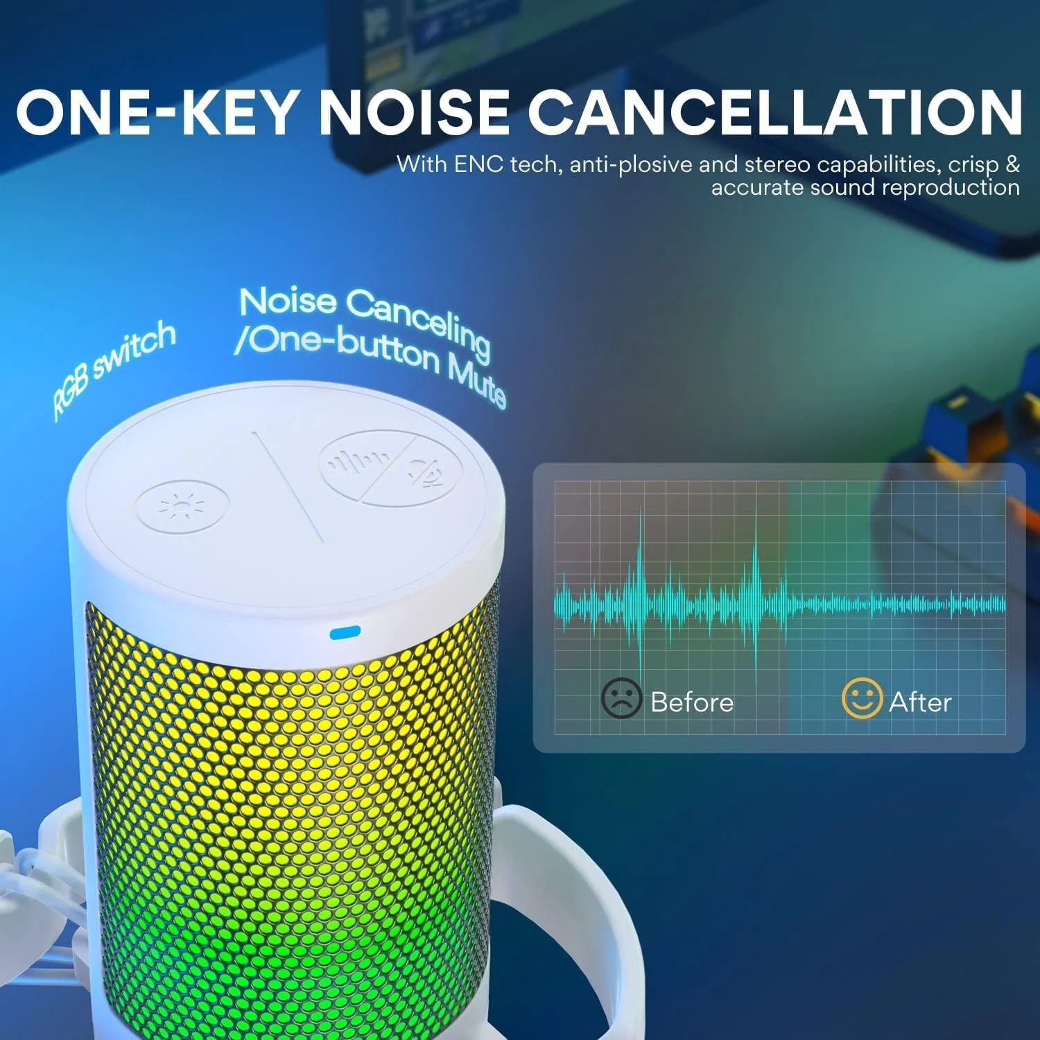 میکروفون گیمینگ USB کاندنسر RGB مدل MAONO DM20 GamerWave سفید میکروفون گیمینگ USB کاندنسر RGB مدل MAONO DM20 GamerWave سفید