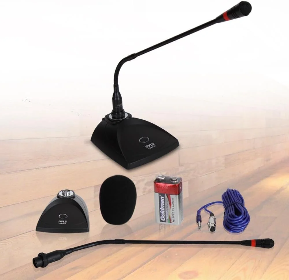 Desktop Gooseneck Wired Microphone System - Table Mounted Corded Voice Condenser Mic with Pop Filter - XLR to 1/4'' Sound Cord - for Karaoke, Conference, Studio Audio Recording - Pyle Pro PDMIKC5 Desktop Gooseneck Wired Microphone System - Table Mounted Corded Voice Condenser Mic with Pop Filter - XLR to 1/4'' Sound Cord - for Karaoke, Conference, Studio Audio Recording - Pyle Pro PDMIKC5