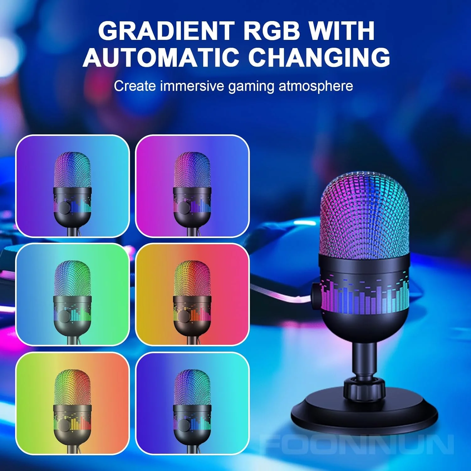 میکروفون گیمینگ USB، میکروفون کندانسور با قطع صدای تک لمسی، مانیتورینگ زنده، کنترل صدا، دکمه قطع صدا و نورهای RGB برای PC، Mac، PS5، ضبط، پادکست، YouTube میکروفون گیمینگ USB، میکروفون کندانسور با قطع صدای تک لمسی، مانیتورینگ زنده، کنترل صدا، دکمه قطع صدا و نورهای RGB برای PC، Mac، PS5، ضبط، پادکست، YouTube