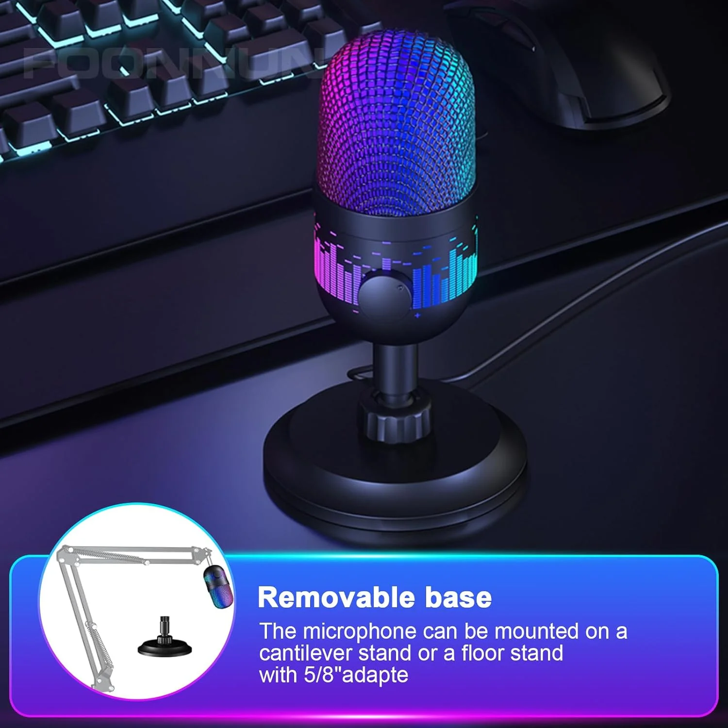 میکروفون گیمینگ USB، میکروفون کندانسور با قطع صدای تک لمسی، مانیتورینگ زنده، کنترل صدا، دکمه قطع صدا و نورهای RGB برای PC، Mac، PS5، ضبط، پادکست، YouTube میکروفون گیمینگ USB، میکروفون کندانسور با قطع صدای تک لمسی، مانیتورینگ زنده، کنترل صدا، دکمه قطع صدا و نورهای RGB برای PC، Mac، PS5، ضبط، پادکست، YouTube