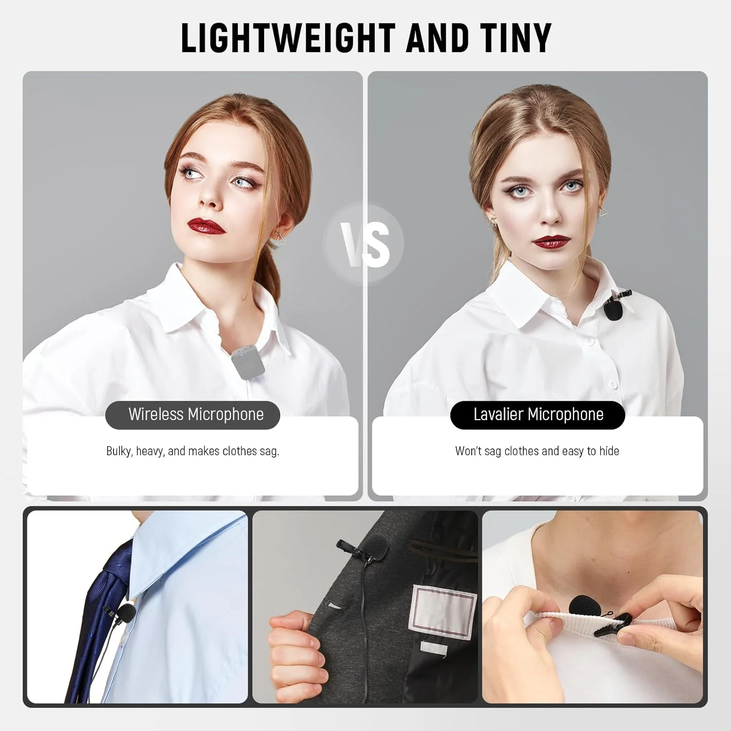 میکروفون یقه ای مینی USB C نیور، بسته 2 عددی، سازگار با آیفون 16 15 پرو مکس، گوشی اندروید، تبلت، کامپیوتر، میکروفون خازنی اومنی دایرکشنال گیره دار با کابل 2 متری میکروفون یقه ای مینی USB C نیور، بسته 2 عددی، سازگار با آیفون 16 15 پرو مکس، گوشی اندروید، تبلت، کامپیوتر، میکروفون خازنی اومنی دایرکشنال گیره دار با کابل 2 متری