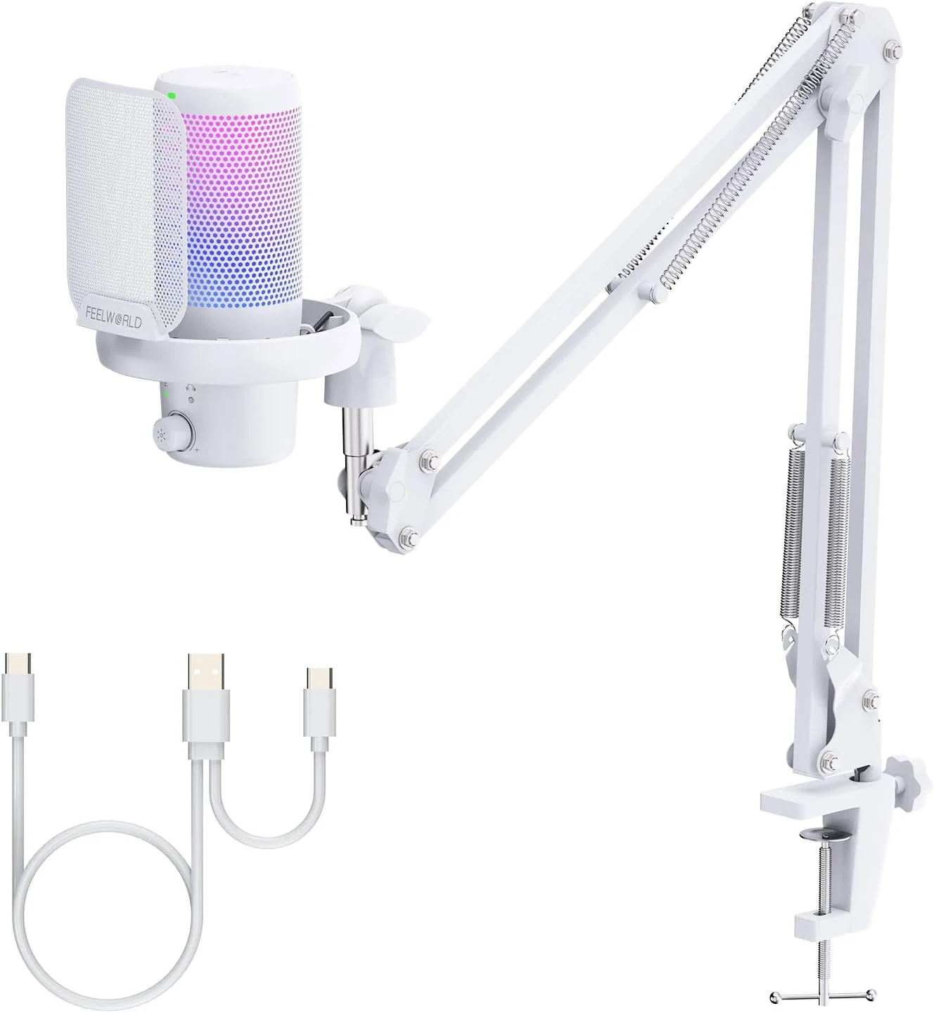میکروفون USB کاندنسر گیمینگ FEELWORLD VM1 سفید با قابلیت حذف نویز، نور RGB و دکمه قطع صدا، لوازم جانبی کامپیوتر برای گیمرها، یوتیوب، توییچ، پادکست، استریمینگ، ضبط، چت آنلاین PS4 و PS5 میکروفون USB کاندنسر گیمینگ FEELWORLD VM1 سفید با قابلیت حذف نویز، نور RGB و دکمه قطع صدا، لوازم جانبی کامپیوتر برای گیمرها، یوتیوب، توییچ، پادکست، استریمینگ، ضبط، چت آنلاین PS4 و PS5