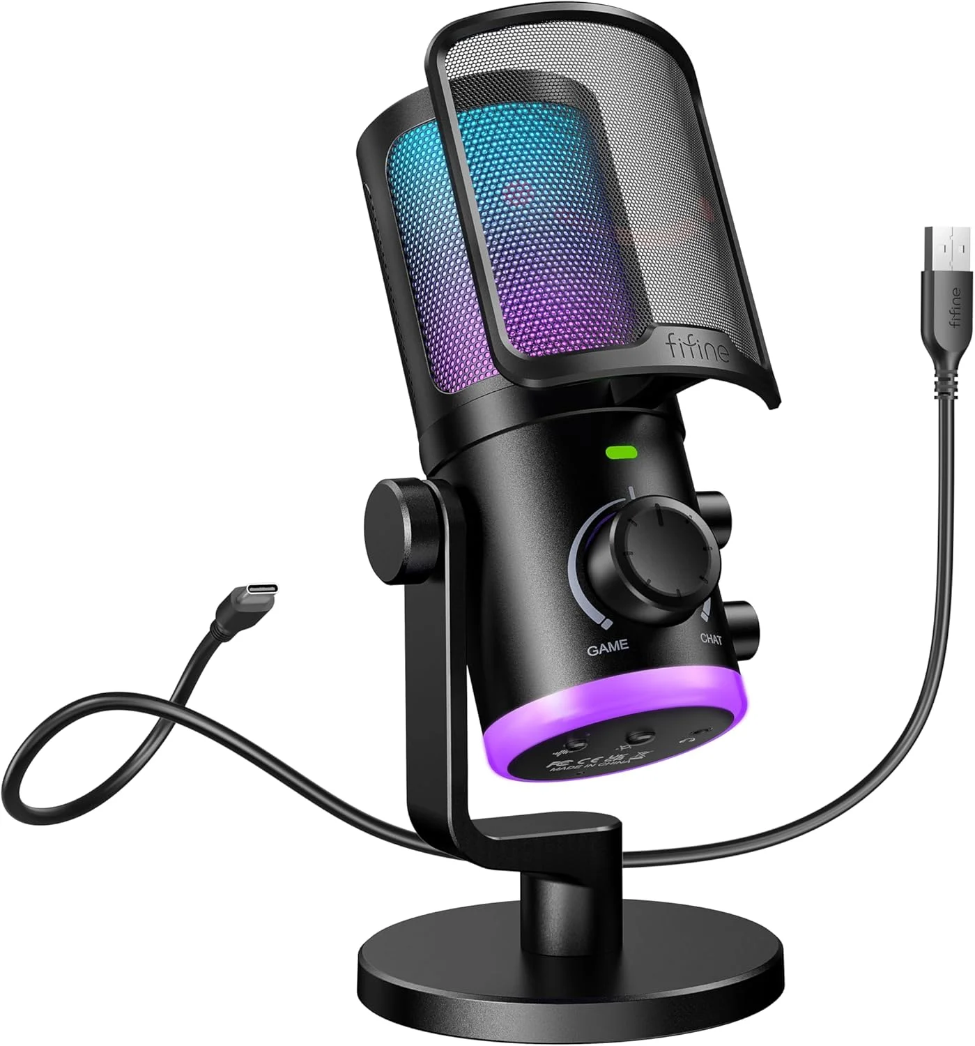 میکروفون گیمینگ USB کامپیوتر FIFINE با قابلیت تنظیم تعادل صدای بازی و چت، میکروفون رومیزی کاندنسر RGB با دکمه قطع صدا و حذف نویز برای پادکست/توییچ/دیسکورد - AMPLIGAME AM6 میکروفون گیمینگ USB کامپیوتر FIFINE با قابلیت تنظیم تعادل صدای بازی و چت، میکروفون رومیزی کاندنسر RGB با دکمه قطع صدا و حذف نویز برای پادکست/توییچ/دیسکورد - AMPLIGAME AM6