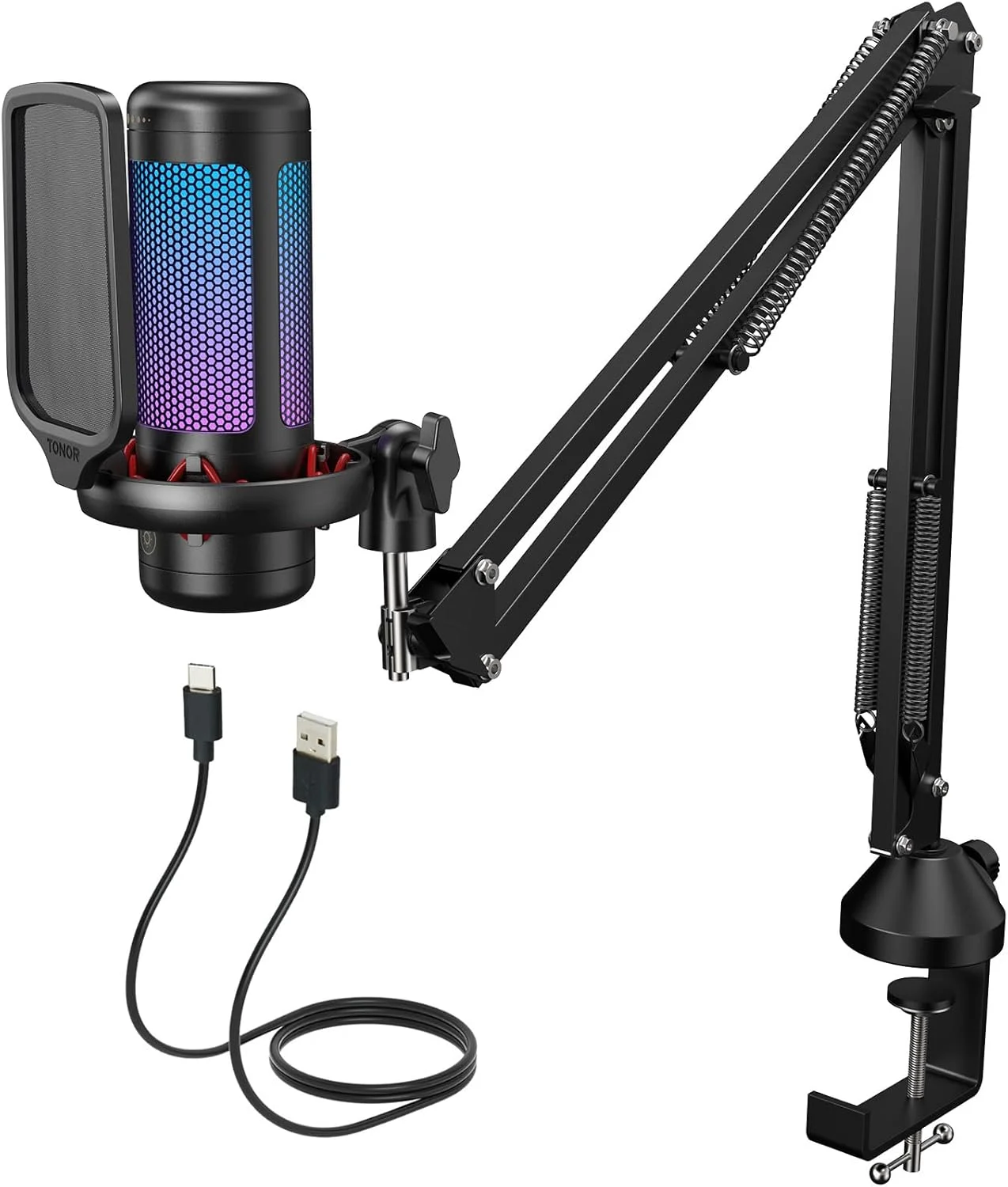 میکروفون گیمینگ USB مدل TONOR Micro PC RGB، میکروفون کاندنسر حرفه ای USB با بازوی نگهدارنده برای استریم، ضبط، یوتیوب، دیسکورد گیمینگ، صداگذاری برای کامپیوتر، لپ تاپ، مک مدل TC310+، مشکی میکروفون گیمینگ USB مدل TONOR Micro PC RGB، میکروفون کاندنسر حرفه ای USB با بازوی نگهدارنده برای استریم، ضبط، یوتیوب، دیسکورد گیمینگ، صداگذاری برای کامپیوتر، لپ تاپ، مک مدل TC310+، مشکی
