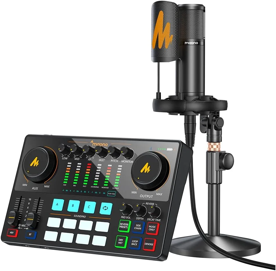 پکیج کامل تجهیزات پادکست Maonocaster AME2A با میکروفون کاندنسر XLR برای ضبط، استریم، صداگذاری، یوتیوب، کامپیوتر، گیتار - مشکی پکیج کامل تجهیزات پادکست Maonocaster AME2A با میکروفون کاندنسر XLR برای ضبط، استریم، صداگذاری، یوتیوب، کامپیوتر، گیتار - مشکی