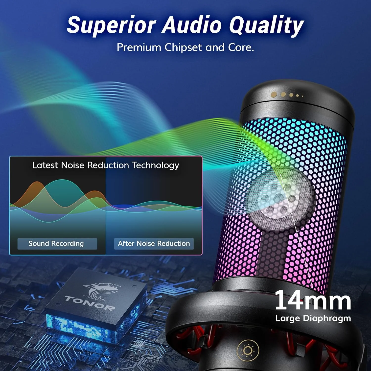 میکروفون گیمینگ USB مدل TONOR Micro PC RGB، میکروفون کاندنسر حرفه ای USB با بازوی نگهدارنده برای استریم، ضبط، یوتیوب، دیسکورد گیمینگ، صداگذاری برای کامپیوتر، لپ تاپ، مک مدل TC310+، مشکی میکروفون گیمینگ USB مدل TONOR Micro PC RGB، میکروفون کاندنسر حرفه ای USB با بازوی نگهدارنده برای استریم، ضبط، یوتیوب، دیسکورد گیمینگ، صداگذاری برای کامپیوتر، لپ تاپ، مک مدل TC310+، مشکی