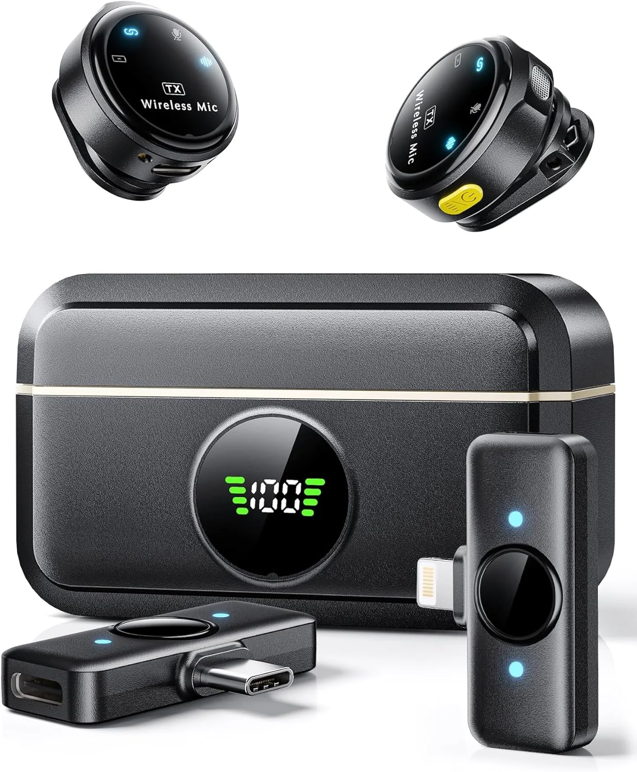 میکروفون یقه ای بی سیم Suphyee برای آیفون/اندروید، میکروفون های یقه ای با اتصال لایتنینگ/USB-C، برد 45 متری، میکروفون کندانسور همه جهته برای ضبط ویدیو، مصاحبه، پادکست، ولاگ، یوتیوب میکروفون یقه ای بی سیم Suphyee برای آیفون/اندروید، میکروفون های یقه ای با اتصال لایتنینگ/USB-C، برد 45 متری، میکروفون کندانسور همه جهته برای ضبط ویدیو، مصاحبه، پادکست، ولاگ، یوتیوب