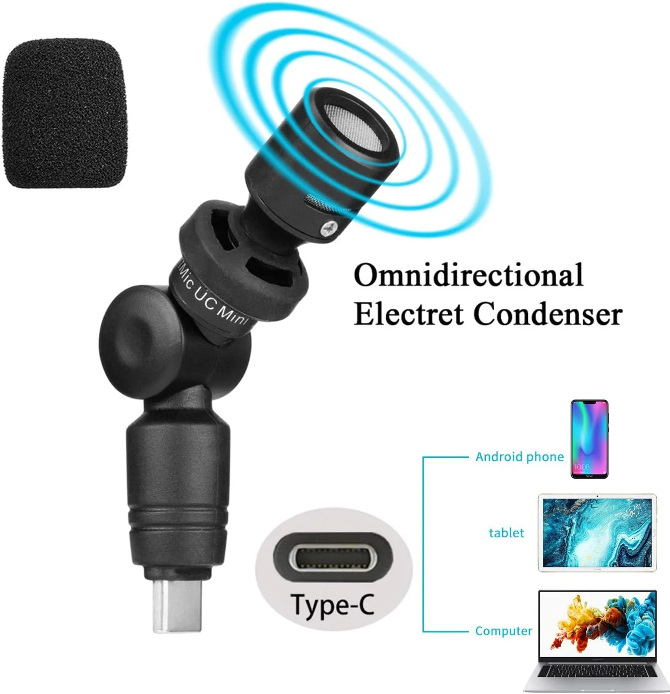 میکروفون USB-C کندانسور همه جهته فوق فشرده سارامونیک برای تلفن های هوشمند، تبلت ها و کامپیوترها (Smartmic Uc Mini) میکروفون USB-C کندانسور همه جهته فوق فشرده سارامونیک برای تلفن های هوشمند، تبلت ها و کامپیوترها (Smartmic Uc Mini)