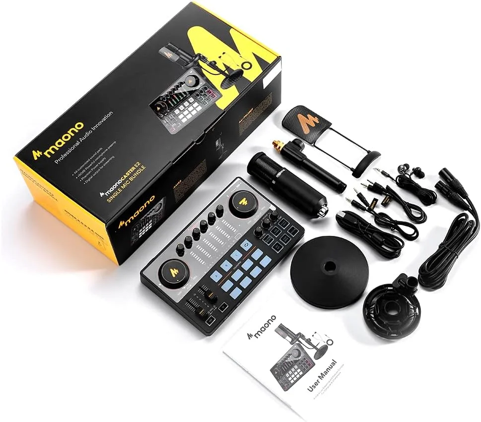 پکیج کامل تجهیزات پادکست Maonocaster AME2A با میکروفون کاندنسر XLR برای ضبط، استریم، صداگذاری، یوتیوب، کامپیوتر، گیتار - مشکی پکیج کامل تجهیزات پادکست Maonocaster AME2A با میکروفون کاندنسر XLR برای ضبط، استریم، صداگذاری، یوتیوب، کامپیوتر، گیتار - مشکی