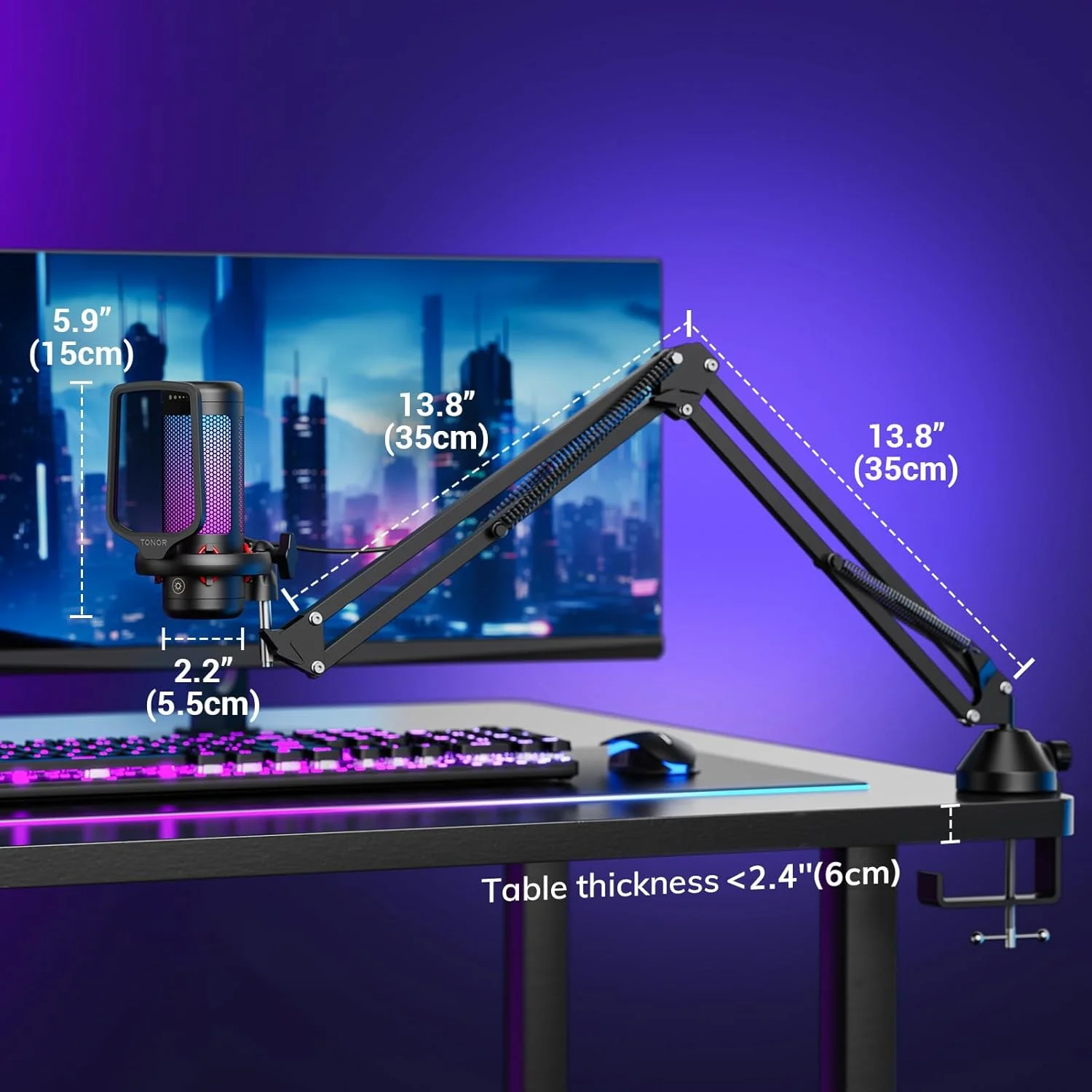 میکروفون گیمینگ USB مدل TONOR Micro PC RGB، میکروفون کاندنسر حرفه ای USB با بازوی نگهدارنده برای استریم، ضبط، یوتیوب، دیسکورد گیمینگ، صداگذاری برای کامپیوتر، لپ تاپ، مک مدل TC310+، مشکی میکروفون گیمینگ USB مدل TONOR Micro PC RGB، میکروفون کاندنسر حرفه ای USB با بازوی نگهدارنده برای استریم، ضبط، یوتیوب، دیسکورد گیمینگ، صداگذاری برای کامپیوتر، لپ تاپ، مک مدل TC310+، مشکی