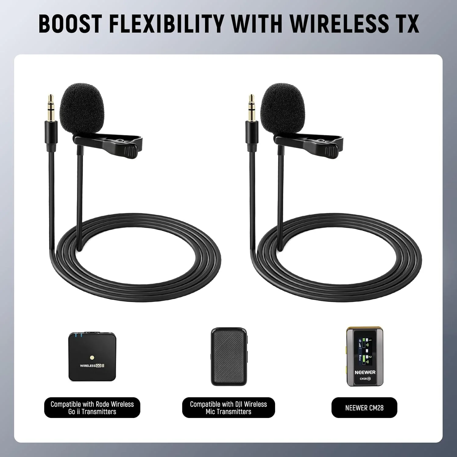 میکروفون یقه ای لاوالیر NEEWER بسته 2 عددی سازگار با Rode Wireless GO II Wireless Pro DJI Wireless Mic، میکروفون سیم دار کندانسور اومنی دایرکشنال TRS 3.5 میلی متری گیره دار برای پخش زنده یوتیوب، CM5 میکروفون یقه ای لاوالیر NEEWER بسته 2 عددی سازگار با Rode Wireless GO II Wireless Pro DJI Wireless Mic، میکروفون سیم دار کندانسور اومنی دایرکشنال TRS 3.5 میلی متری گیره دار برای پخش زنده یوتیوب، CM5