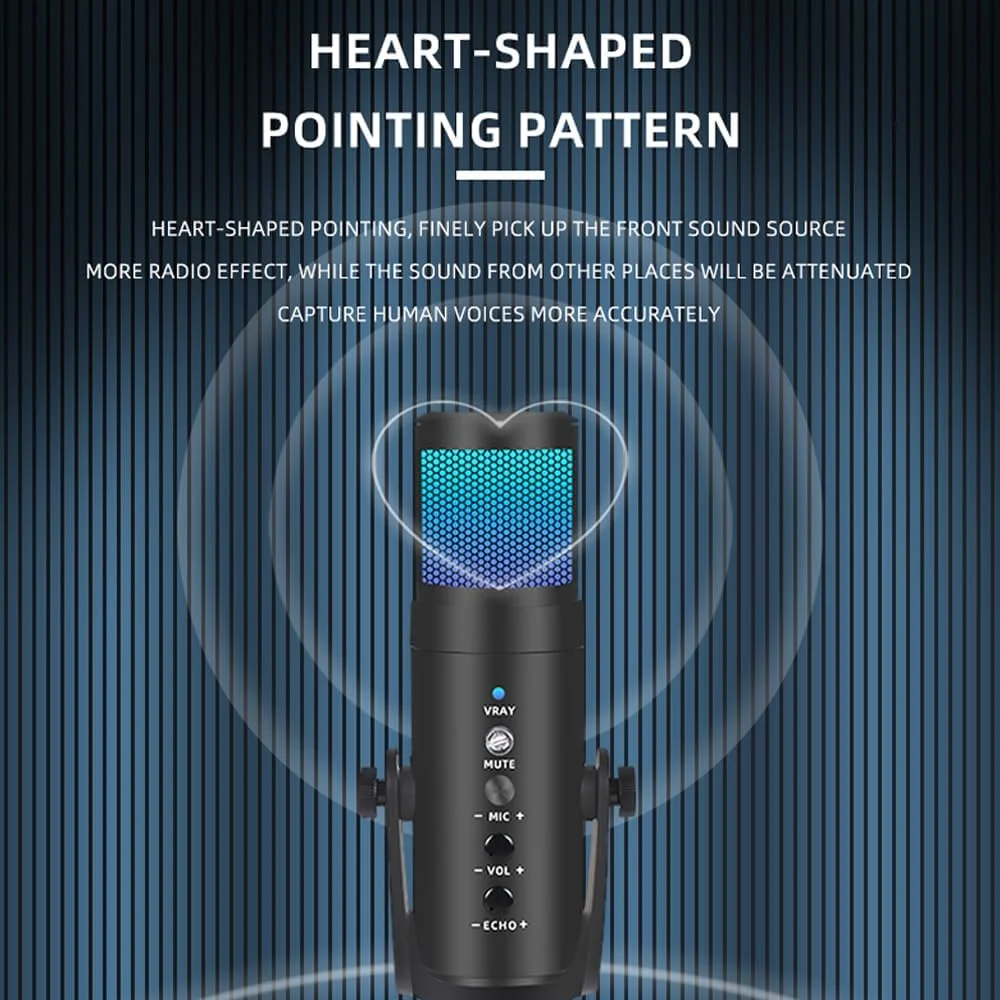 میکروفون USB JOSHBERG میکروفون کاندنسر گیمینگ استریمینگ با نور RGB پویا، میکروفون گیمینگ کاندنسر USB با قابلیت اتصال آسان برای کامپیوتر، مک و تلفن میکروفون USB JOSHBERG میکروفون کاندنسر گیمینگ استریمینگ با نور RGB پویا، میکروفون گیمینگ کاندنسر USB با قابلیت اتصال آسان برای کامپیوتر، مک و تلفن