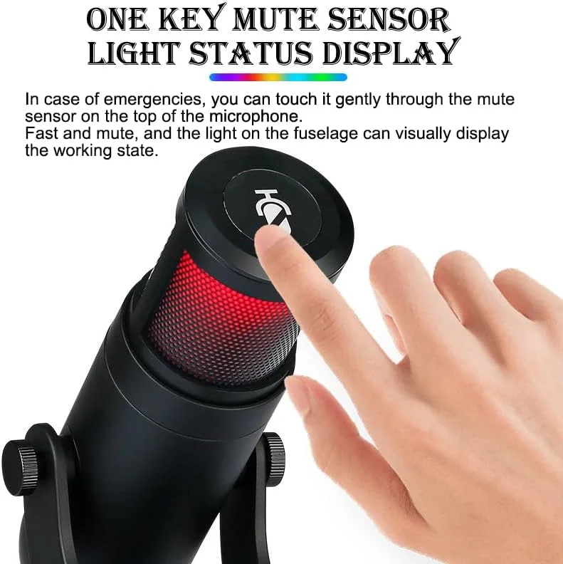 میکروفون USB JOSHBERG میکروفون کاندنسر گیمینگ استریمینگ با نور RGB پویا، میکروفون گیمینگ کاندنسر USB با قابلیت اتصال آسان برای کامپیوتر، مک و تلفن میکروفون USB JOSHBERG میکروفون کاندنسر گیمینگ استریمینگ با نور RGB پویا، میکروفون گیمینگ کاندنسر USB با قابلیت اتصال آسان برای کامپیوتر، مک و تلفن