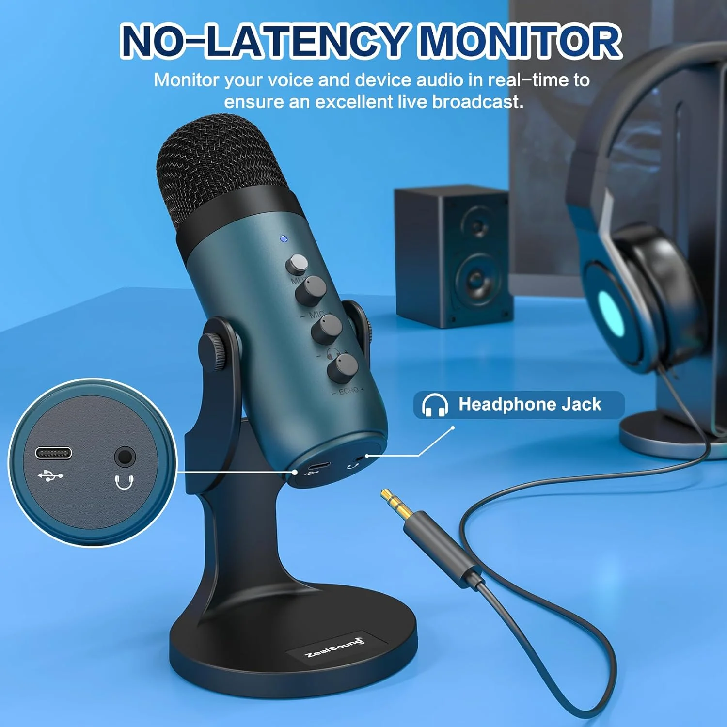 میکروفون کاندنسر USB ZealSound، میکروفون گیمینگ کامپیوتر PC، میکروفون های پادکست Plug&Play برای PS 4&5. کنترل تنظیمات مانیتور و صدا، کنترل گین میکروفون، دکمه قطع صدا برای TikTok، YouTube در Mac و Windows (آبی) میکروفون کاندنسر USB ZealSound، میکروفون گیمینگ کامپیوتر PC، میکروفون های پادکست Plug&Play برای PS 4&5. کنترل تنظیمات مانیتور و صدا، کنترل گین میکروفون، دکمه قطع صدا برای TikTok، YouTube در Mac و Windows (آبی)