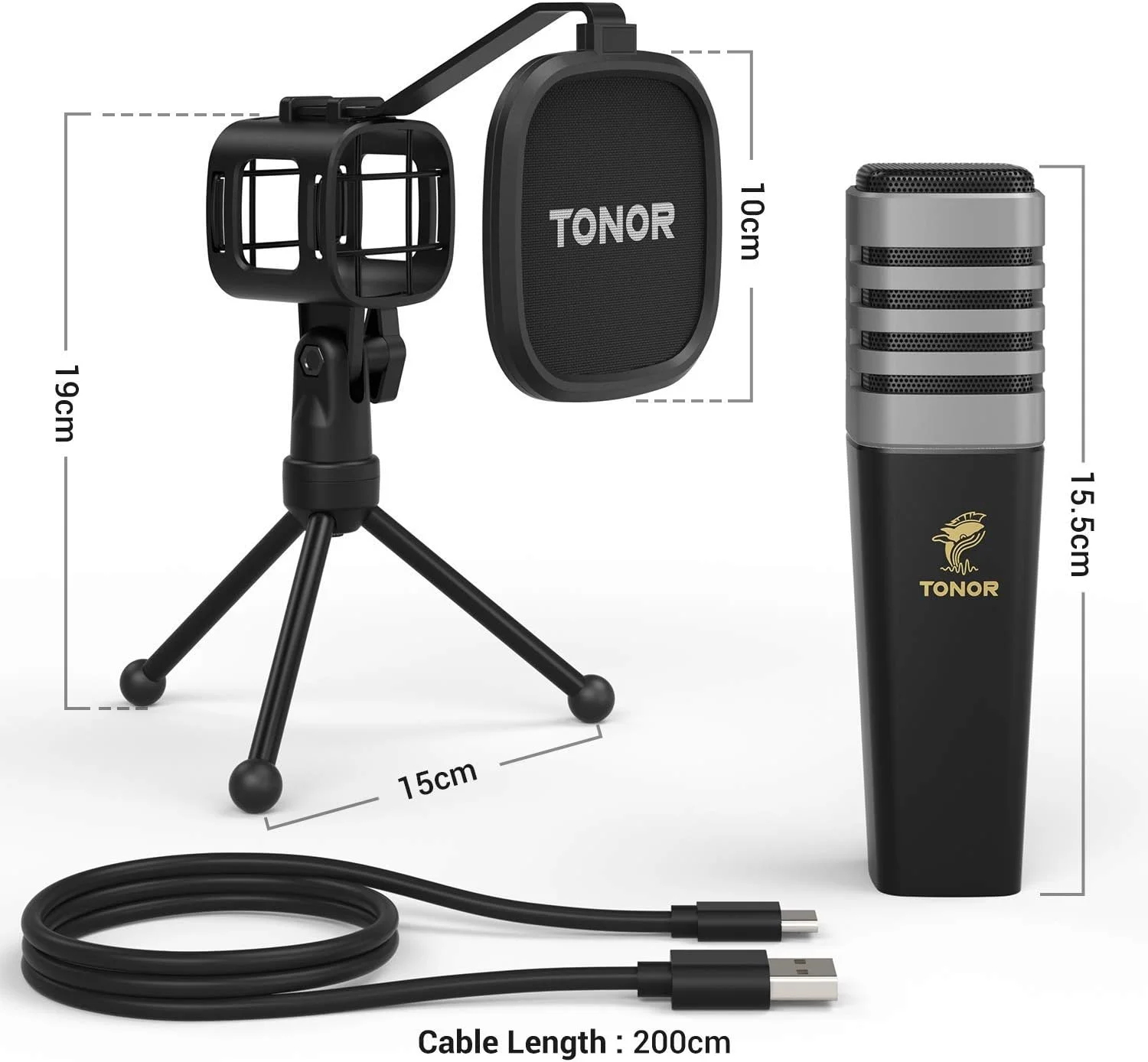 میکروفون USB TONOR، میکروفون کاندنسر کاردیوئید کامپیوتر PC با پایه سه پایه، پاپ فیلتر، شاک مونت برای بازی، استریمینگ، پادکست، یوتیوب، توییچ، دیسکورد، سازگار با لپ تاپ و کامپیوتر رومیزی، TC30 میکروفون USB TONOR، میکروفون کاندنسر کاردیوئید کامپیوتر PC با پایه سه پایه، پاپ فیلتر، شاک مونت برای بازی، استریمینگ، پادکست، یوتیوب، توییچ، دیسکورد، سازگار با لپ تاپ و کامپیوتر رومیزی، TC30