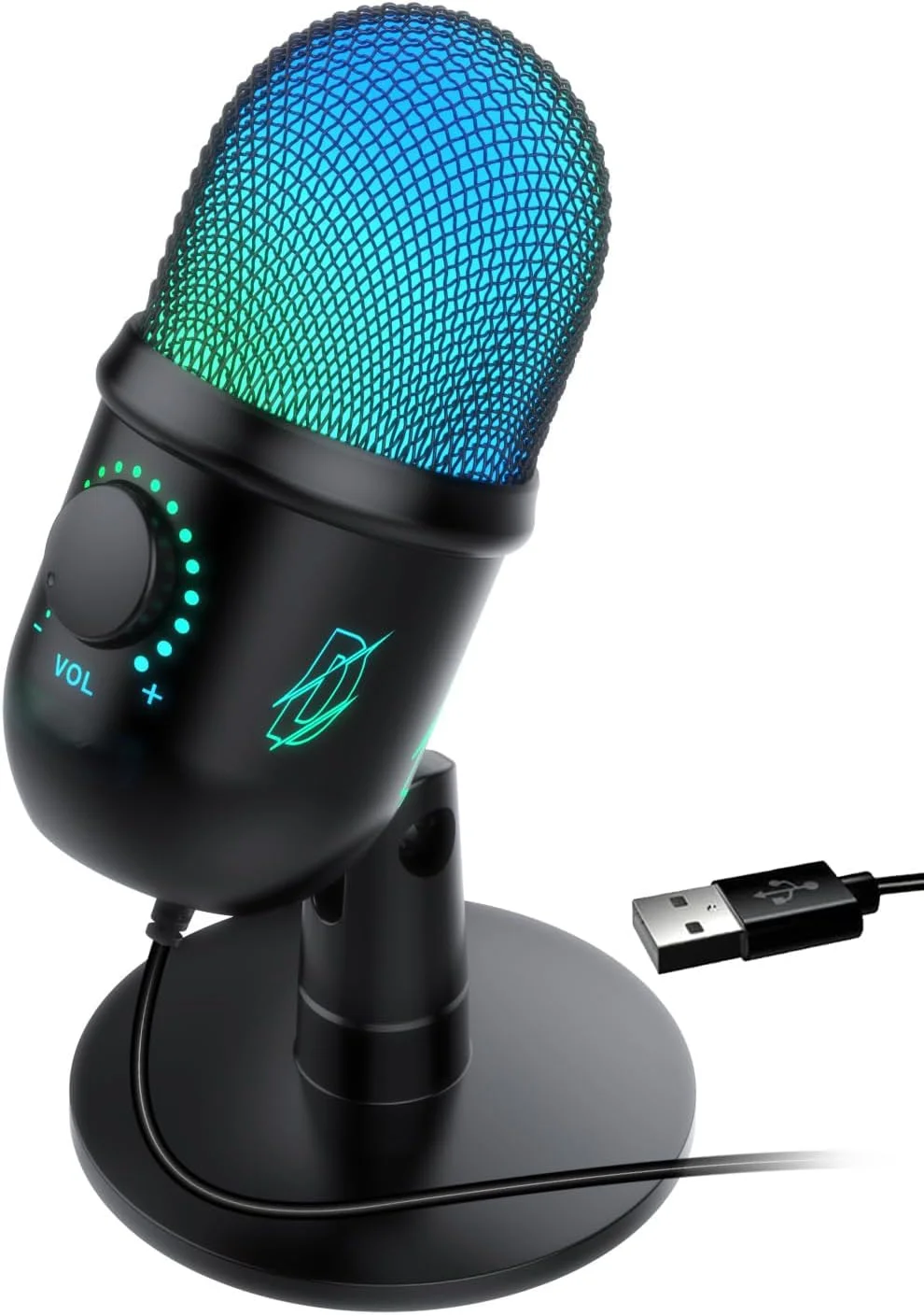 میکروفون کاندنسر پادکست، میکروفون USB گیمینگ، اتصال و استفاده آسان، دکمه قطع صدا برای استریم، ضبط، مانیتور، تنظیم صدا، کاهش نویز، چت آنلاین، میکروفون RGB کامپیوتر برای PS4/5، گیمر PC، مک میکروفون کاندنسر پادکست، میکروفون USB گیمینگ، اتصال و استفاده آسان، دکمه قطع صدا برای استریم، ضبط، مانیتور، تنظیم صدا، کاهش نویز، چت آنلاین، میکروفون RGB کامپیوتر برای PS4/5، گیمر PC، مک