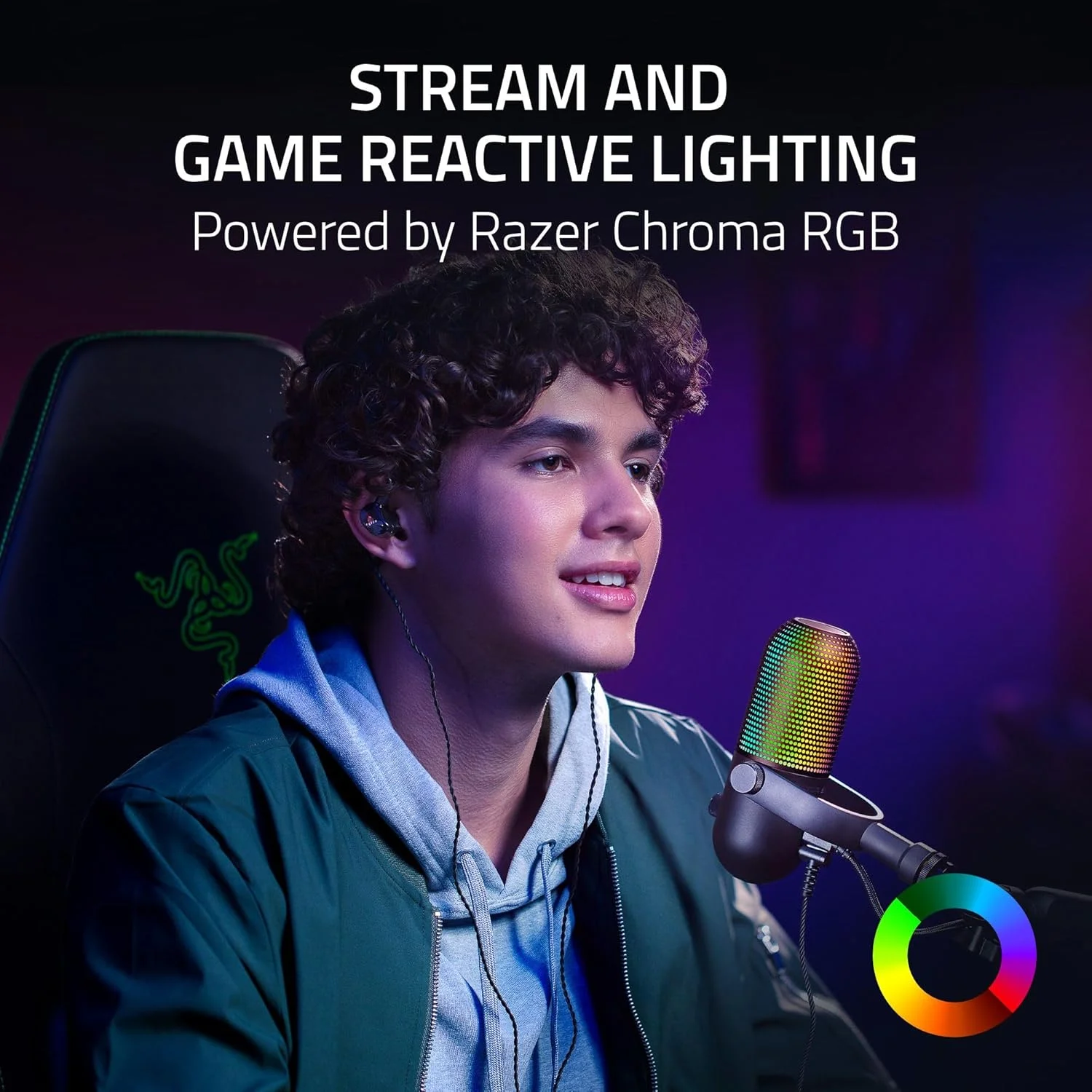 میکروفون USB ریزر Seiren V3 Chroma RGB، نورپردازی واکنشگرا برای استریم و بازی، حسگر بیصدا کردن با لمس، میکروفون کندانسور، محدود کننده بهره دیجیتال و ضربهگیر، سازگار با PC، Discord، OBS Studio، XSplit - مشکی میکروفون USB ریزر Seiren V3 Chroma RGB، نورپردازی واکنشگرا برای استریم و بازی، حسگر بیصدا کردن با لمس، میکروفون کندانسور، محدود کننده بهره دیجیتال و ضربهگیر، سازگار با PC، Discord، OBS Studio، XSplit - مشکی