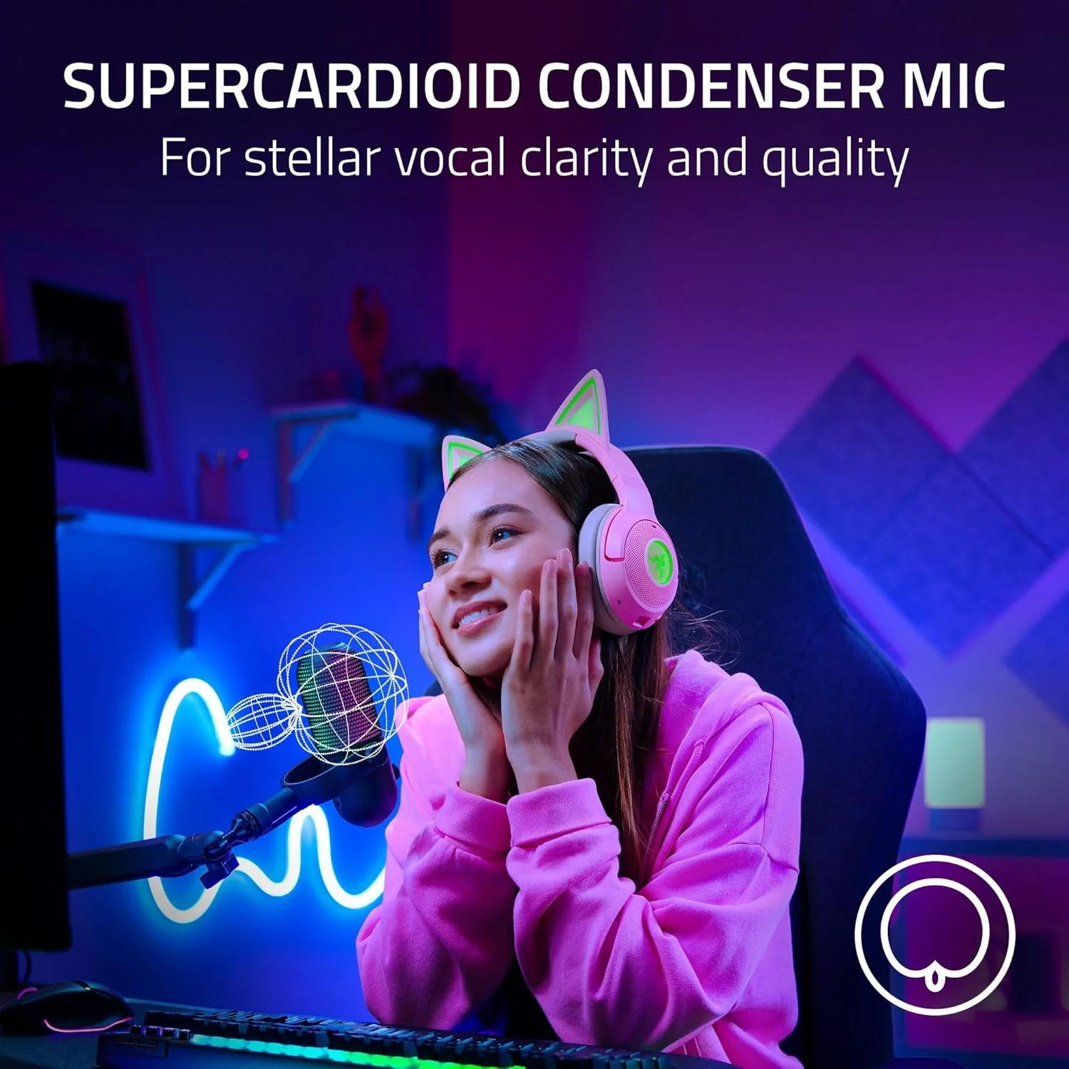 میکروفون USB ریزر Seiren V3 Chroma RGB، نورپردازی واکنشگرا برای استریم و بازی، حسگر بیصدا کردن با لمس، میکروفون کندانسور، محدود کننده بهره دیجیتال و ضربهگیر، سازگار با PC، Discord، OBS Studio، XSplit - مشکی میکروفون USB ریزر Seiren V3 Chroma RGB، نورپردازی واکنشگرا برای استریم و بازی، حسگر بیصدا کردن با لمس، میکروفون کندانسور، محدود کننده بهره دیجیتال و ضربهگیر، سازگار با PC، Discord، OBS Studio، XSplit - مشکی