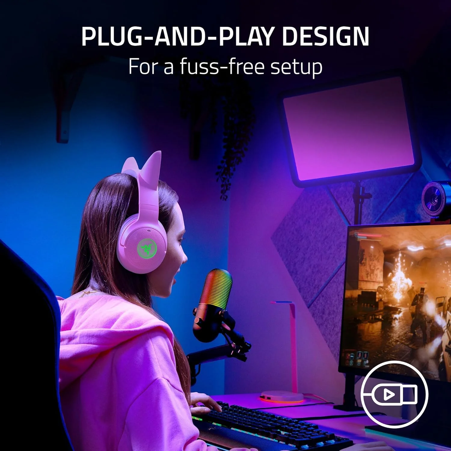 میکروفون USB ریزر Seiren V3 Chroma RGB، نورپردازی واکنشگرا برای استریم و بازی، حسگر بیصدا کردن با لمس، میکروفون کندانسور، محدود کننده بهره دیجیتال و ضربهگیر، سازگار با PC، Discord، OBS Studio، XSplit - مشکی میکروفون USB ریزر Seiren V3 Chroma RGB، نورپردازی واکنشگرا برای استریم و بازی، حسگر بیصدا کردن با لمس، میکروفون کندانسور، محدود کننده بهره دیجیتال و ضربهگیر، سازگار با PC، Discord، OBS Studio، XSplit - مشکی