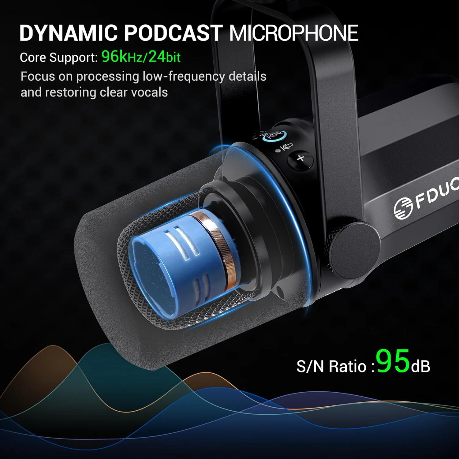 میکروفون دینامیک FDUCE مدل SL40+، میکروفون ضبط پادکست XLR/USB برای وکال، صداگذاری و استریمینگ، میکروفون استودیویی فلزی با دکمه قطع صدا، جک هدفون، کنترل حجم صدا و بازوی بوم میکروفون دینامیک FDUCE مدل SL40+، میکروفون ضبط پادکست XLR/USB برای وکال، صداگذاری و استریمینگ، میکروفون استودیویی فلزی با دکمه قطع صدا، جک هدفون، کنترل حجم صدا و بازوی بوم